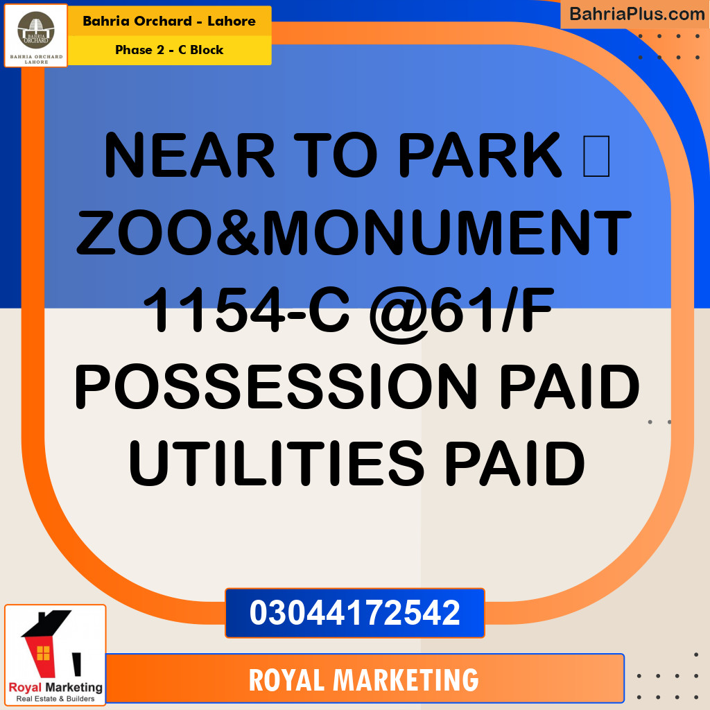 Residential Plot for Sale in Phase 2 - C Block -  Bahria Orchard, Lahore - (BP-163357)