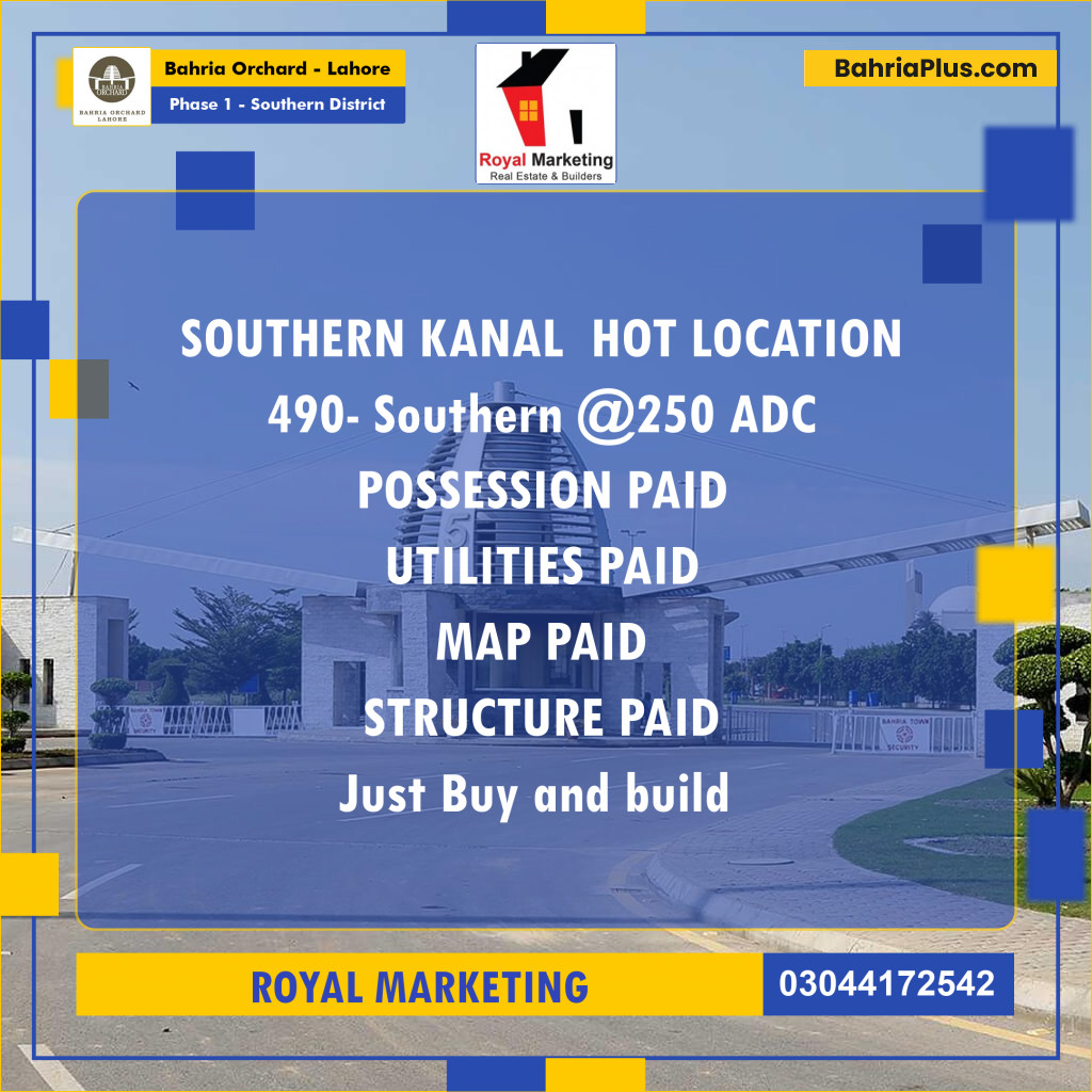 Residential Plot for Sale in Phase 1 - Southern District - Bahria Orchard, Lahore - (BP-163358)