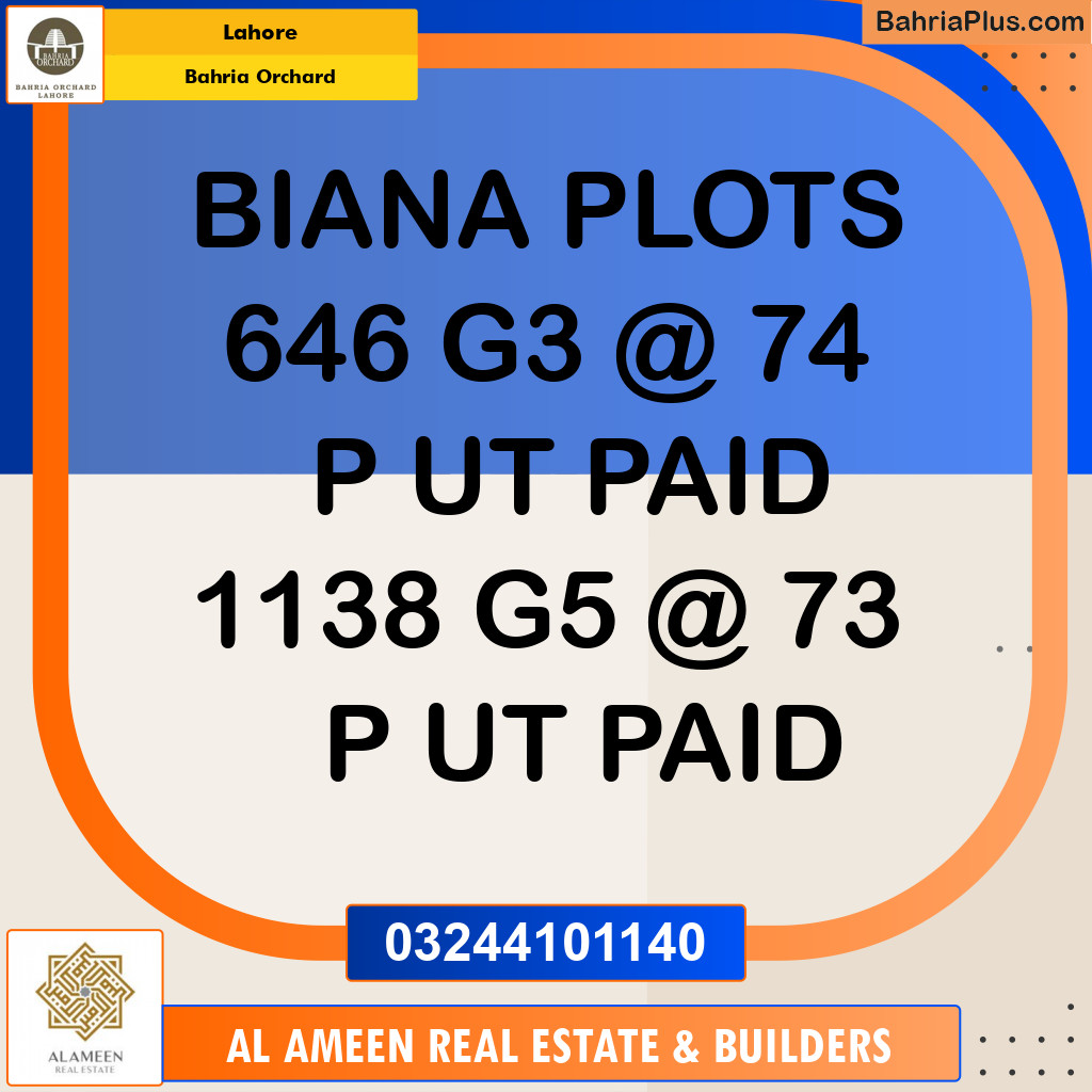 Residential Plot for Sale in Phase 4 - G3 Block -  Bahria Orchard, Lahore - (BP-163377)