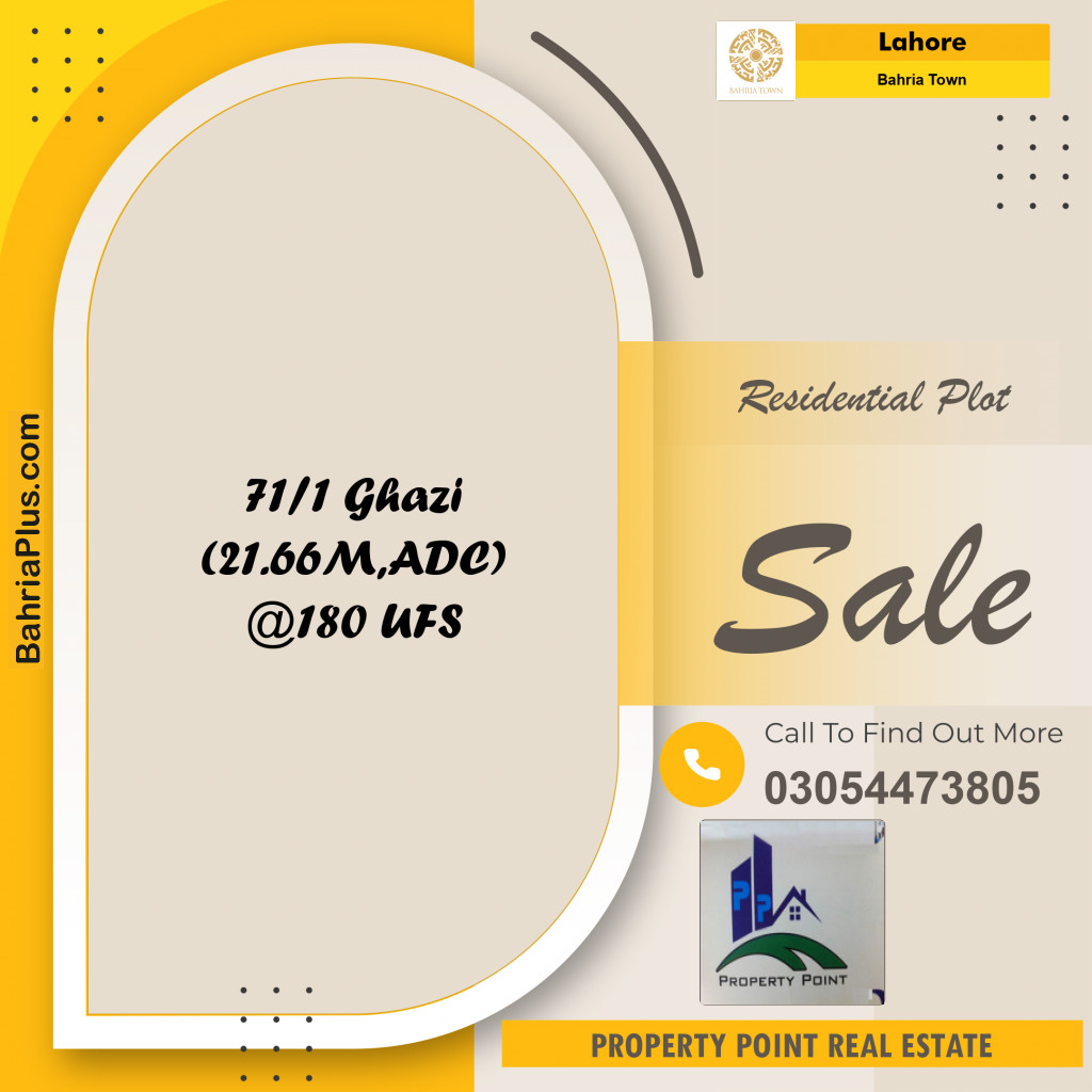 Residential Plot for Sale in Sector F - Ghazi Block -  Bahria Town, Lahore - (BP-163382)