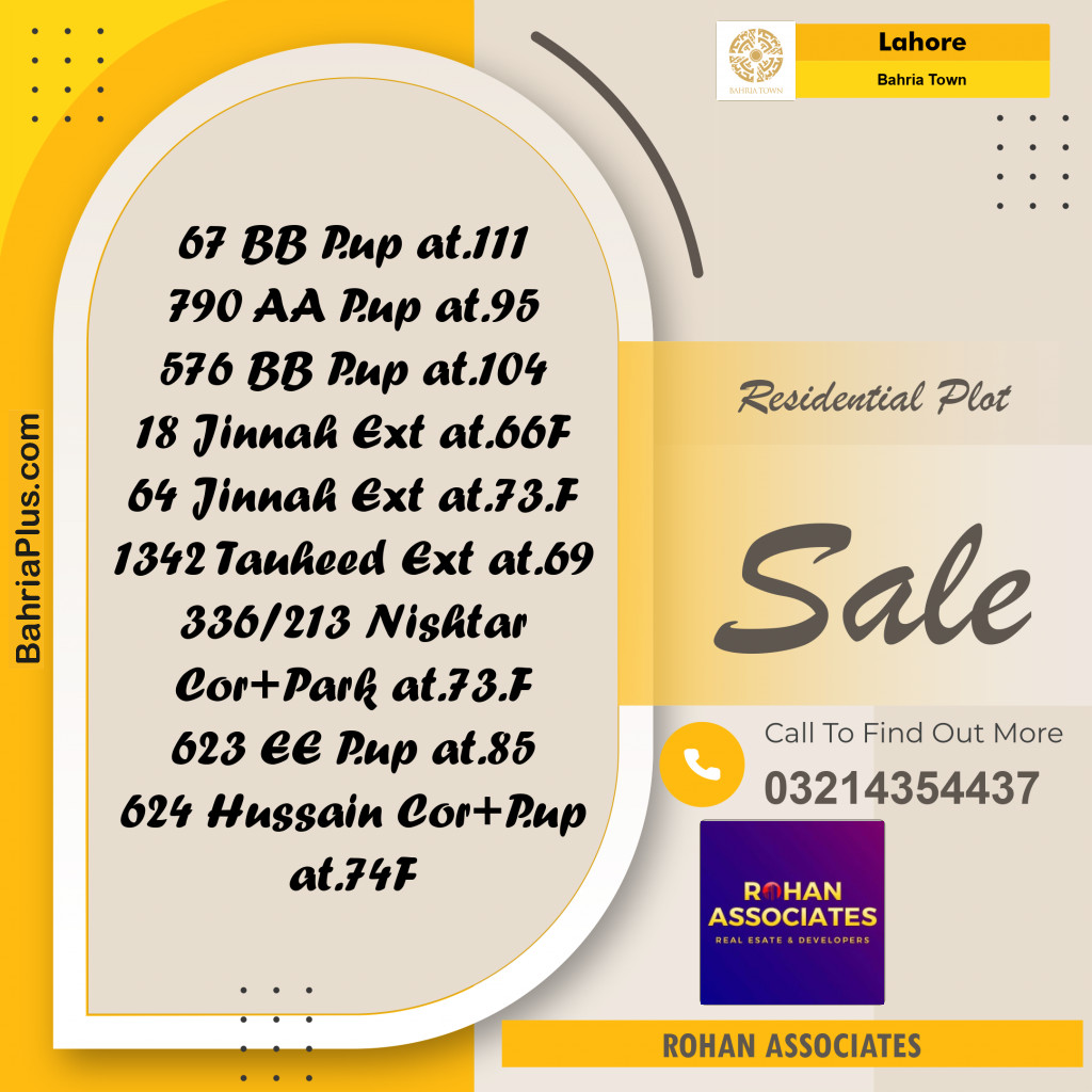 Residential Plot for Sale in Sector D - BB Block -  Bahria Town, Lahore - (BP-163403)