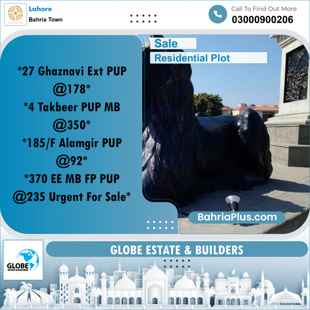 Residential Plot for Sale in Sector F - Ghaznavi Ext. Block -  Bahria Town, Lahore - (BP-163414)