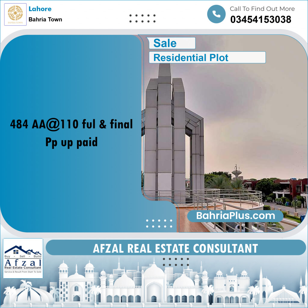 Residential Plot for Sale in Sector D - AA Block -  Bahria Town, Lahore - (BP-163416)