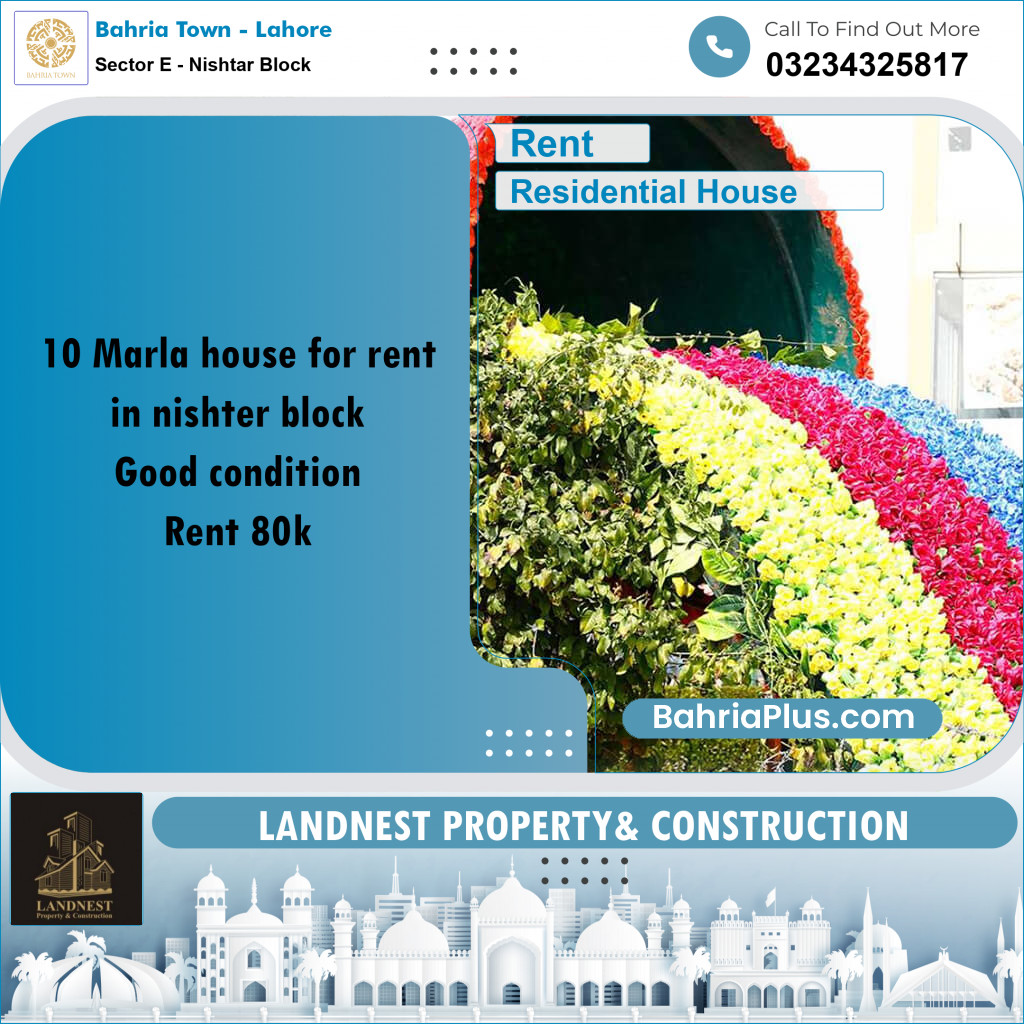 Residential House for Rent in Sector E - Nishtar Block -  Bahria Town, Lahore - (BP-163494)