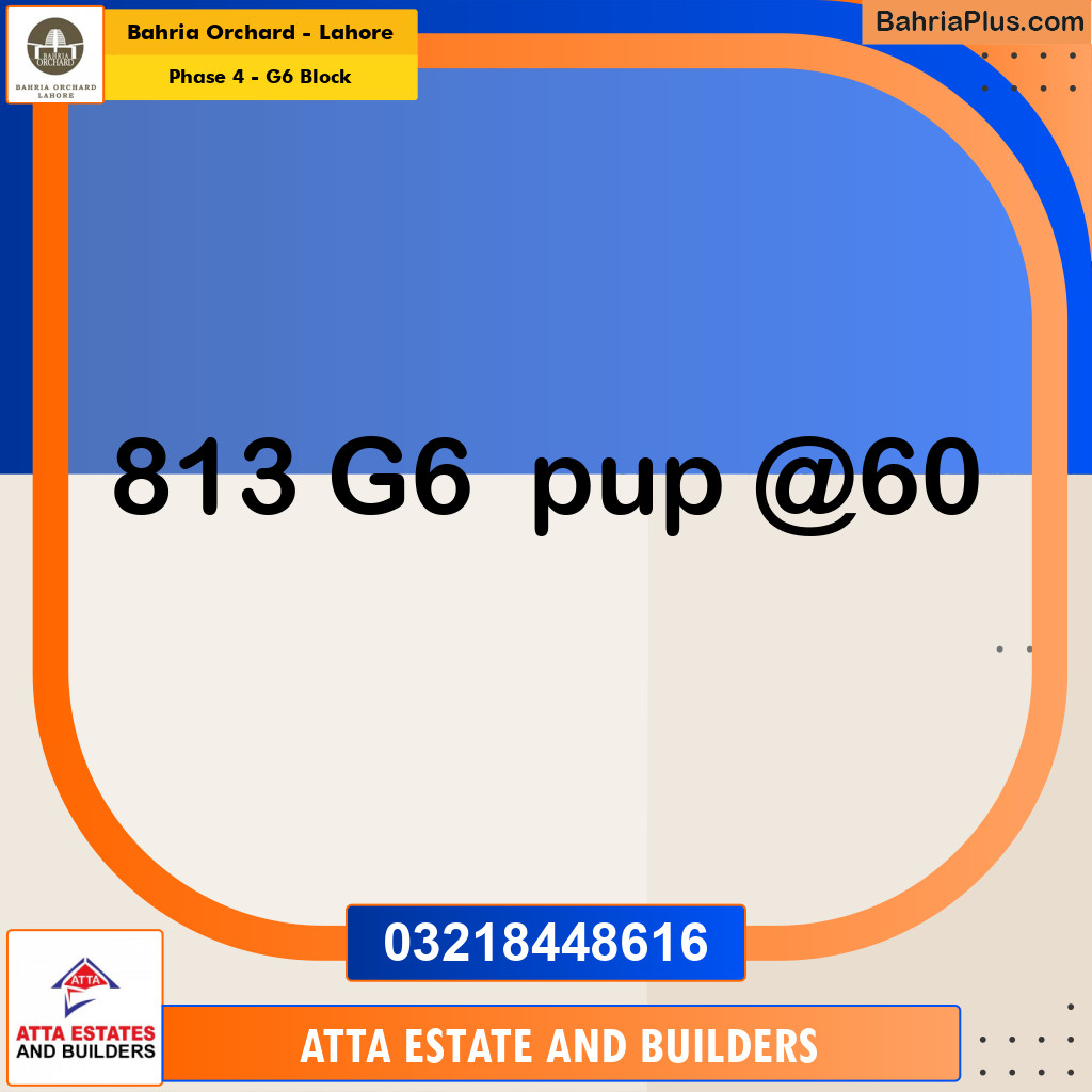Residential Plot for Sale in Phase 4 - G6 Block - Bahria Orchard, Lahore - (BP-163521)