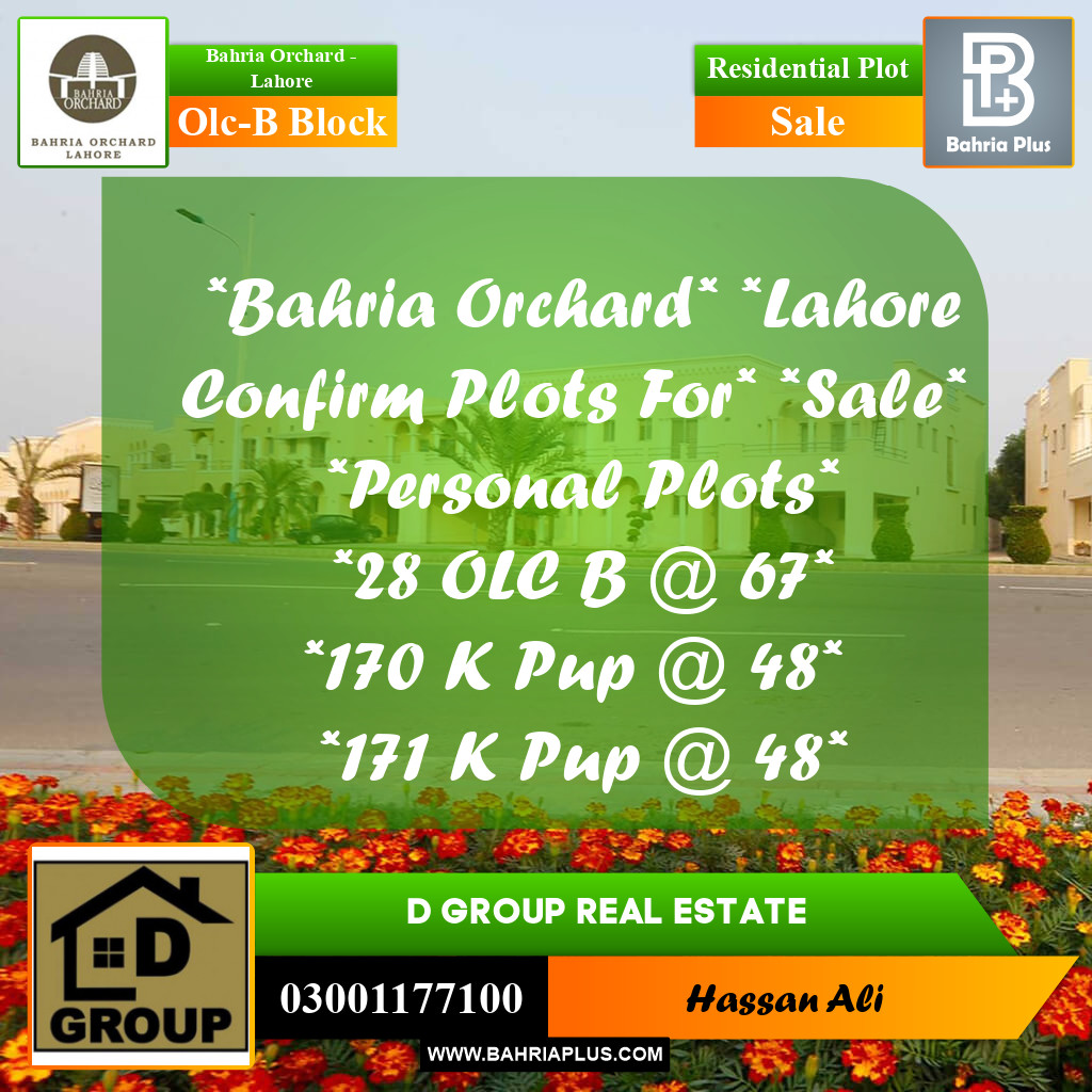 Residential Plot for Sale in OLC-B Block - Bahria Orchard, Lahore - (BP-163532)