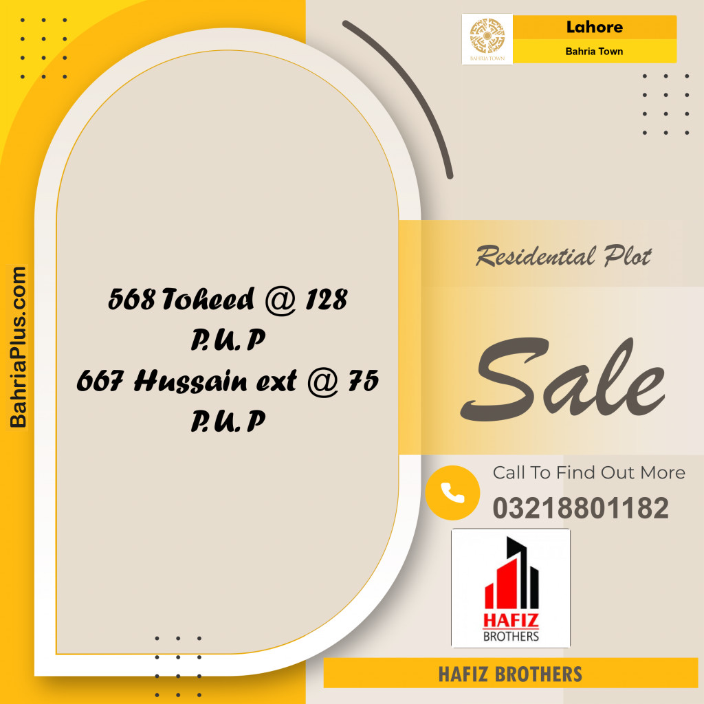 Residential Plot for Sale in Sector F - Tauheed Block - Bahria Town, Lahore - (BP-163542)