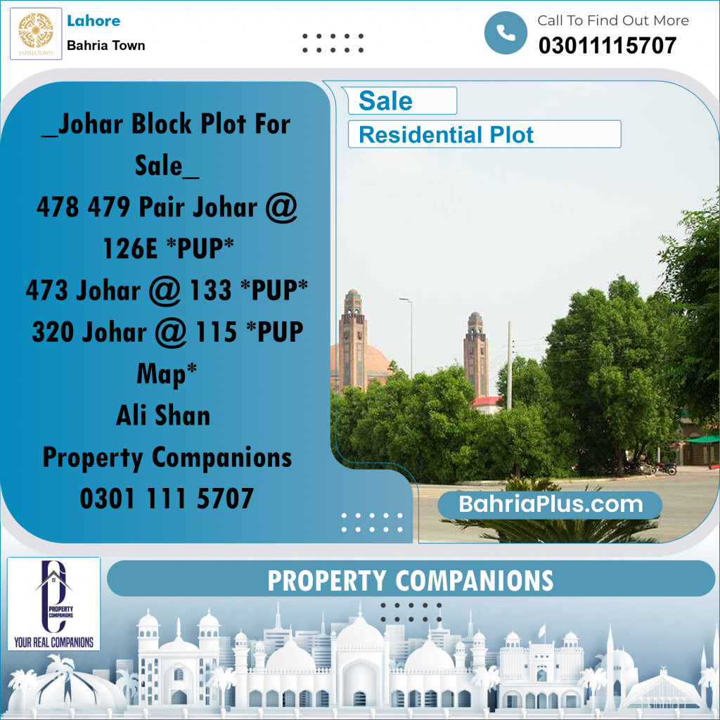 Residential Plot for Sale in Sector E - Johar Block -  Bahria Town, Lahore - (BP-163565)