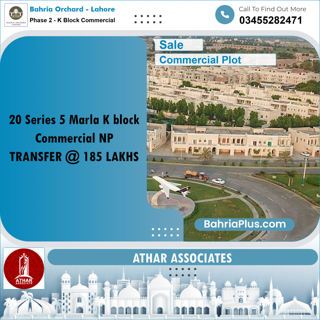Commercial Plot for Sale in Phase 2 - K Block Commercial -  Bahria Orchard, Lahore - (BP-163580)