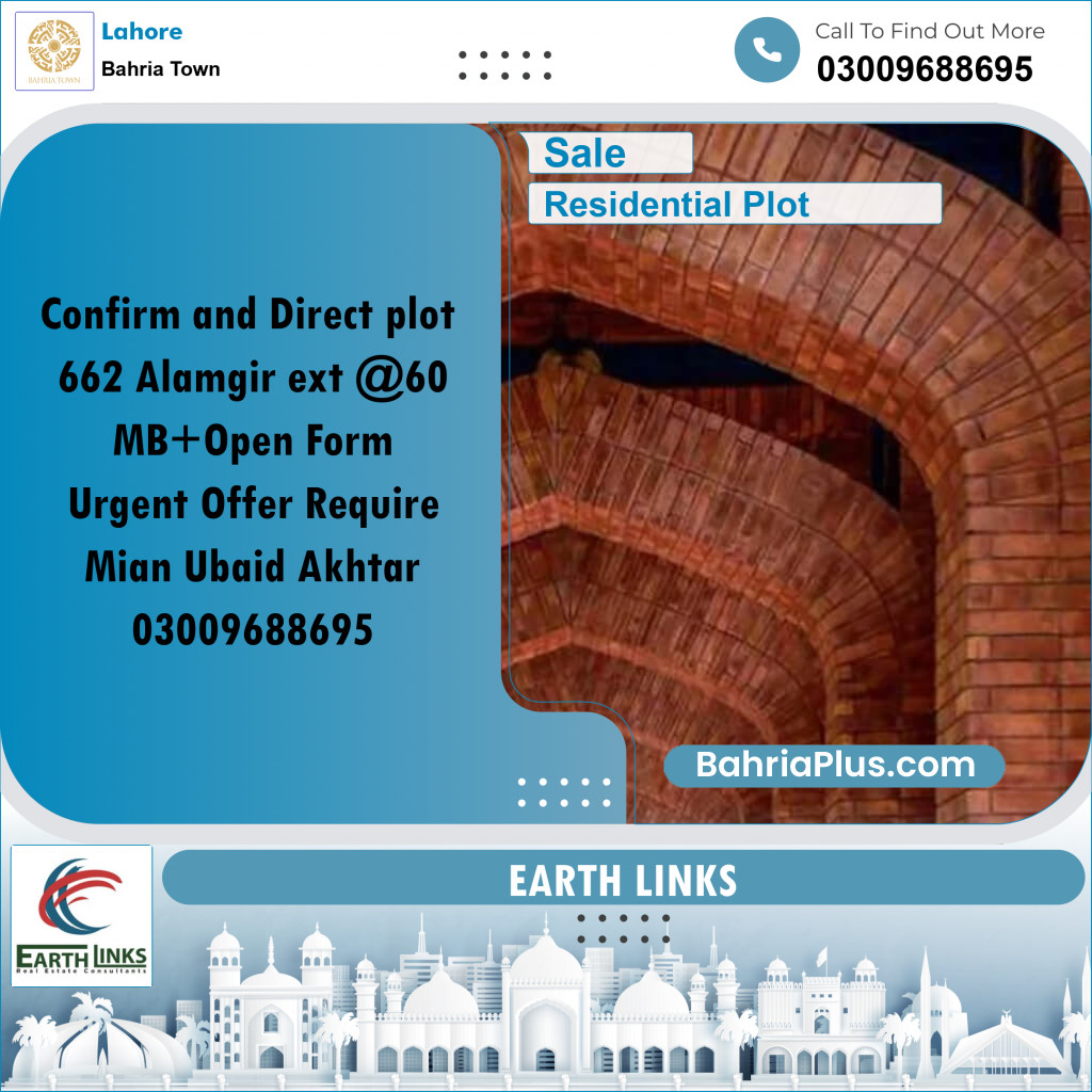 Residential Plot for Sale in Sector F - Alamgir Block -  Bahria Town, Lahore - (BP-163598)