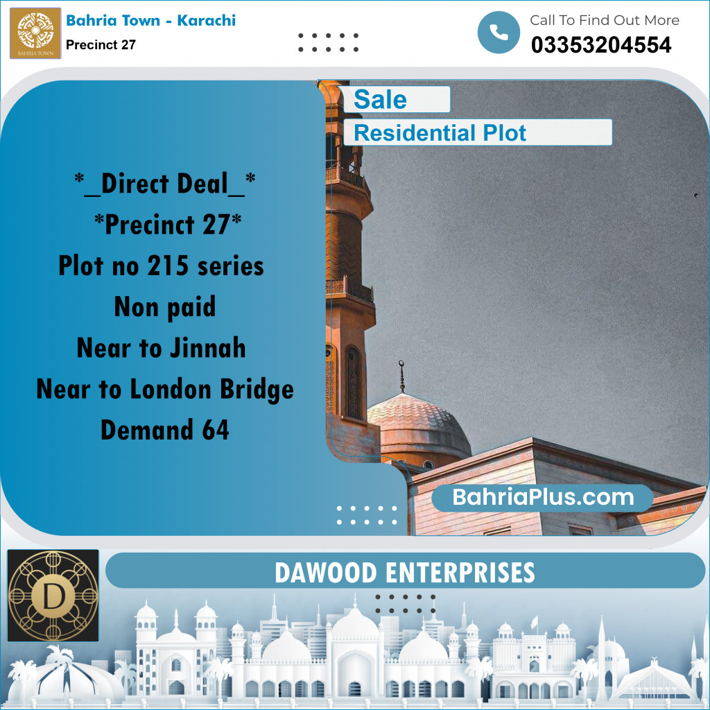 Residential Plot for Sale in Precinct 27 -  Bahria Town, Karachi - (BP-163599)