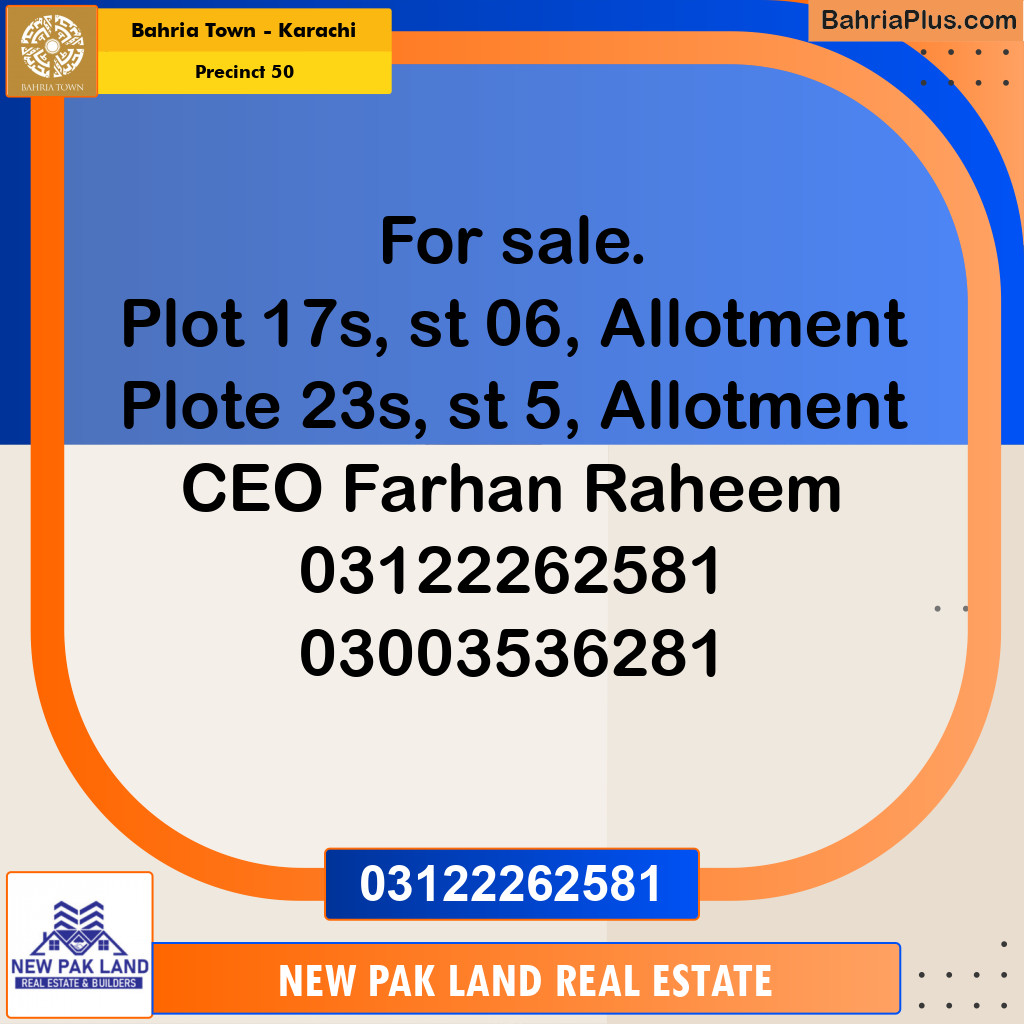 Residential Plot for Sale in Precinct 50 -  Bahria Town, Karachi - (BP-163604)