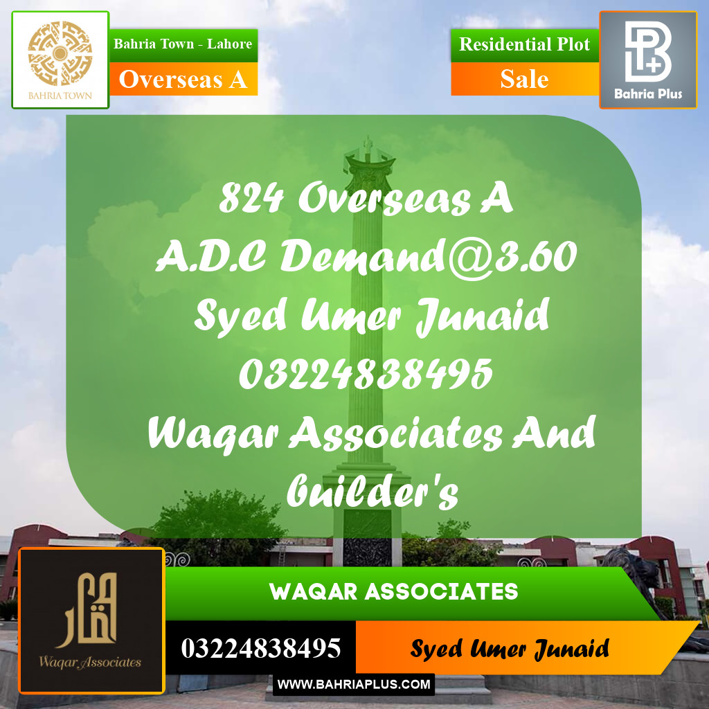 Residential Plot for Sale in Overseas A -  Bahria Town, Lahore - (BP-163614)