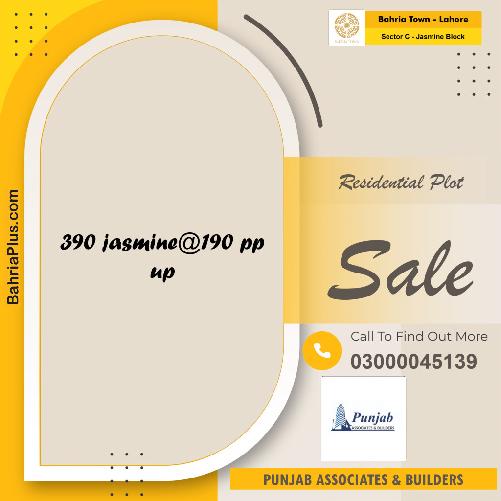 Residential Plot for Sale in Sector C - Jasmine Block -  Bahria Town, Lahore - (BP-163704)