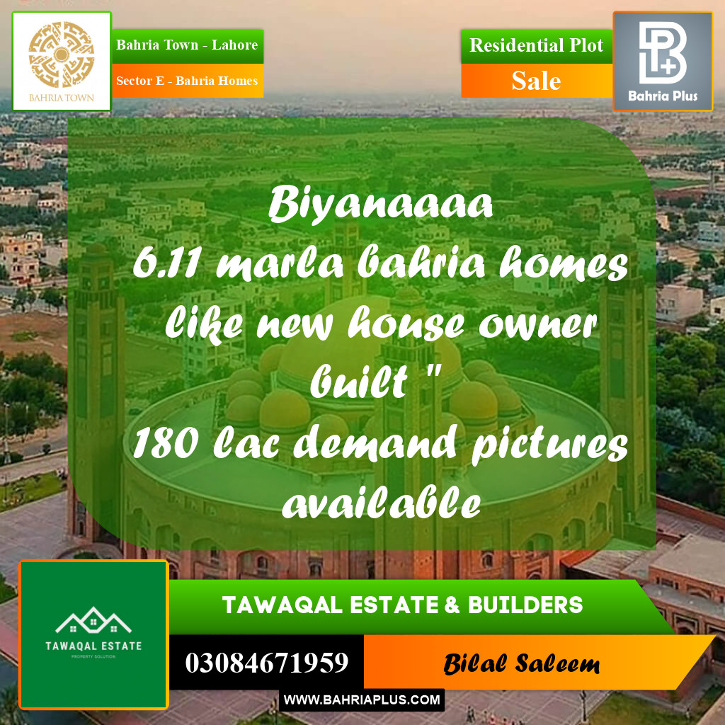 Residential Plot for Sale in Sector E - Bahria Homes -  Bahria Town, Lahore - (BP-163741)