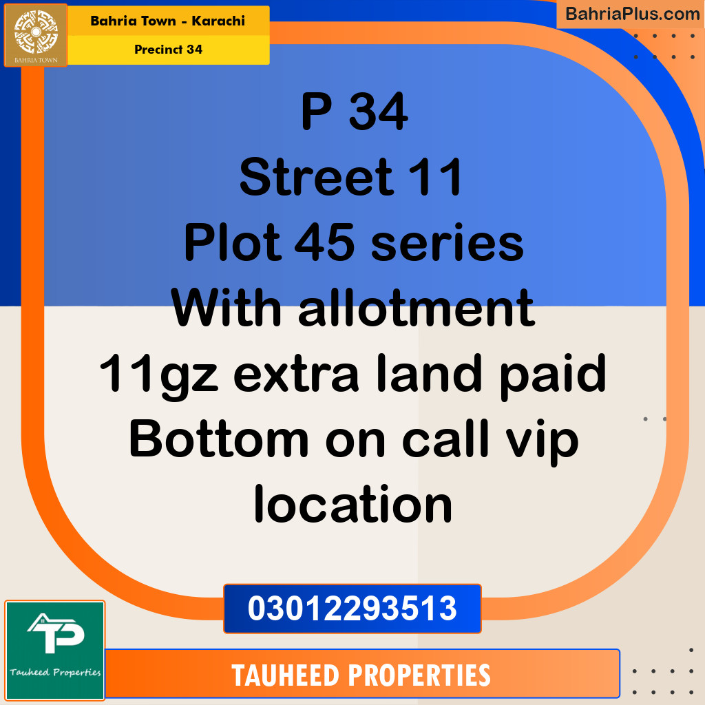 250 Sq. Yards Residential Plot for Sale in Precinct 34 -  Bahria Town, Karachi - (BP-163768)