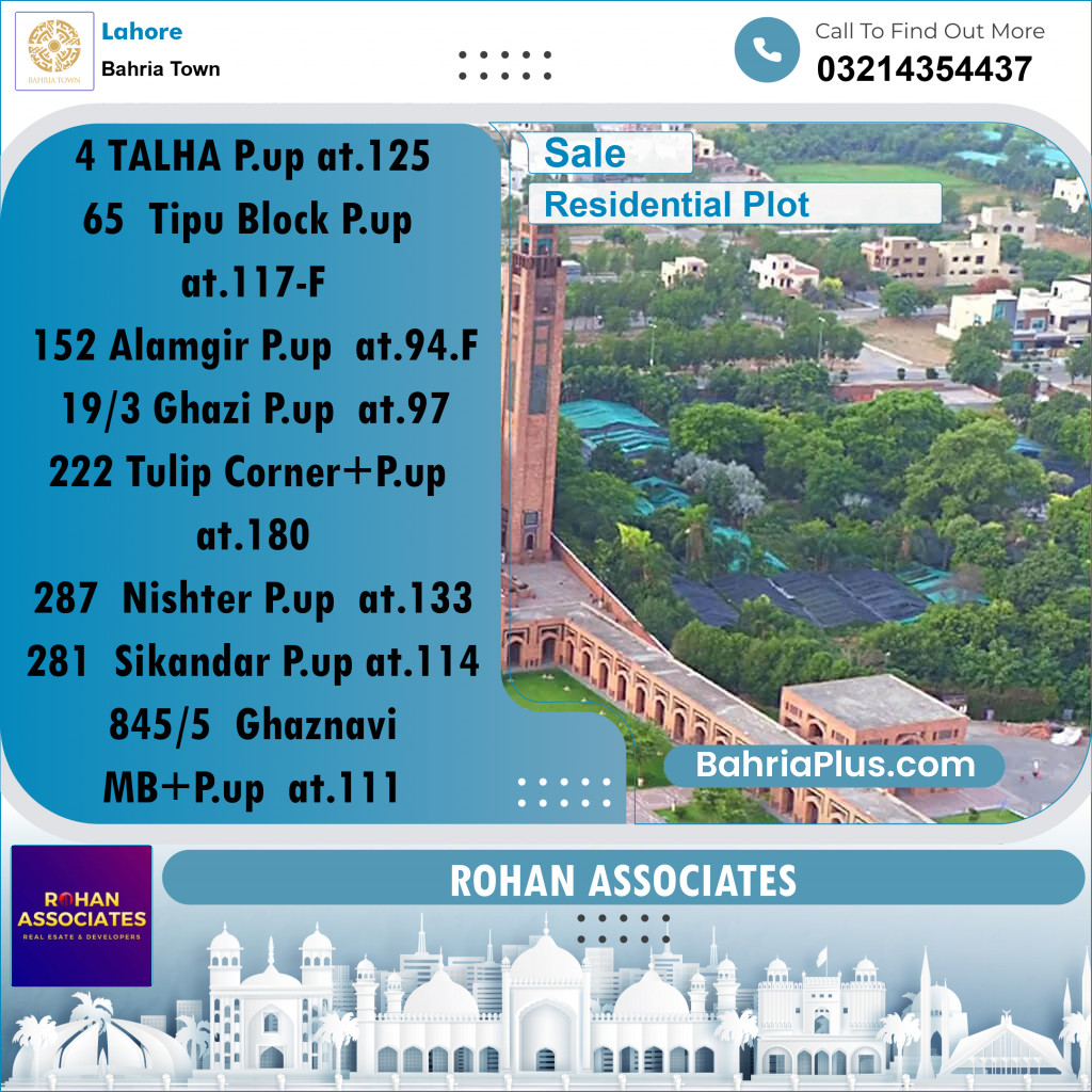 Residential Plot for Sale in Sector F - Talha Block - Bahria Town, Lahore - (BP-163796)