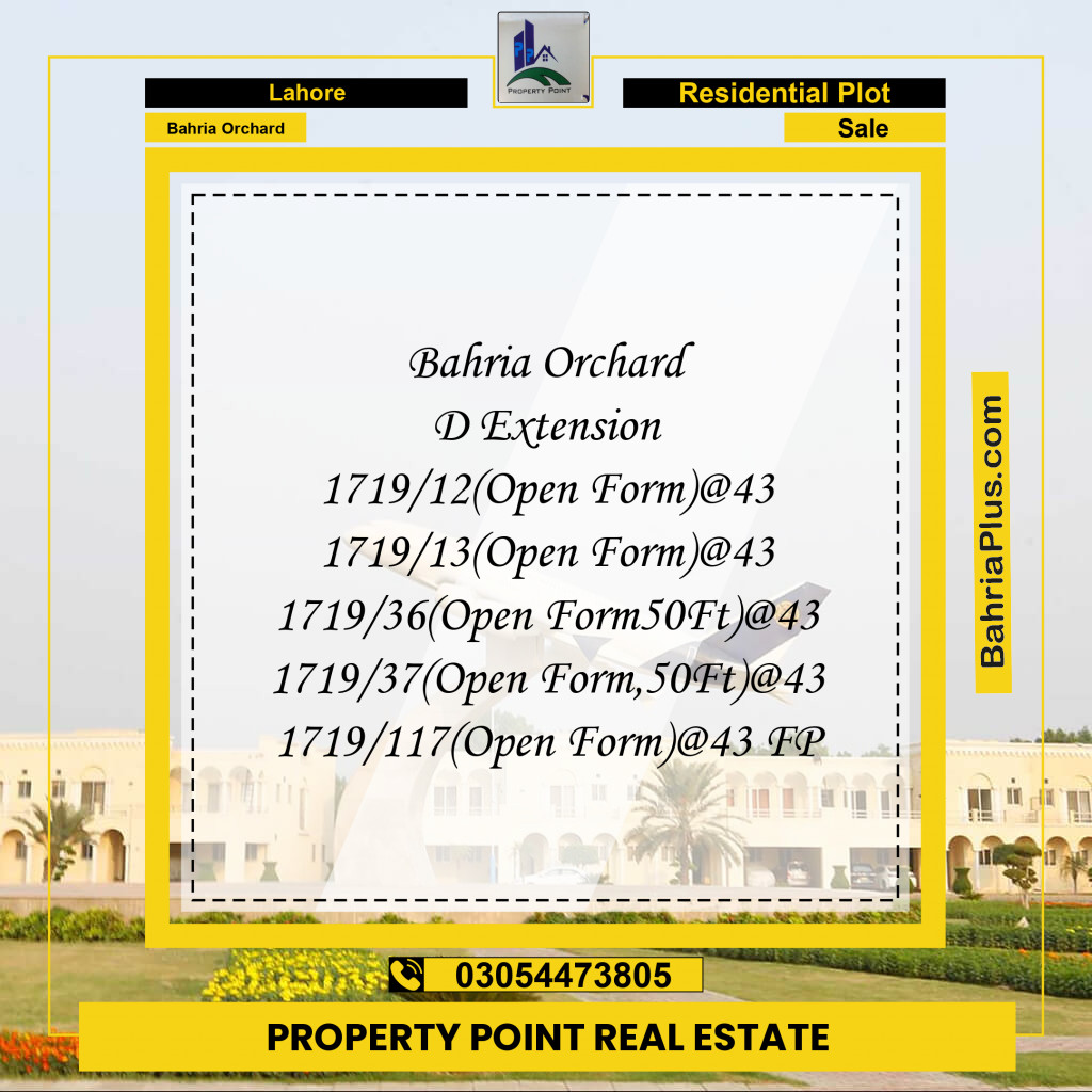 Residential Plot for Sale in Phase 2 - D Block -  Bahria Orchard, Lahore - (BP-163800)
