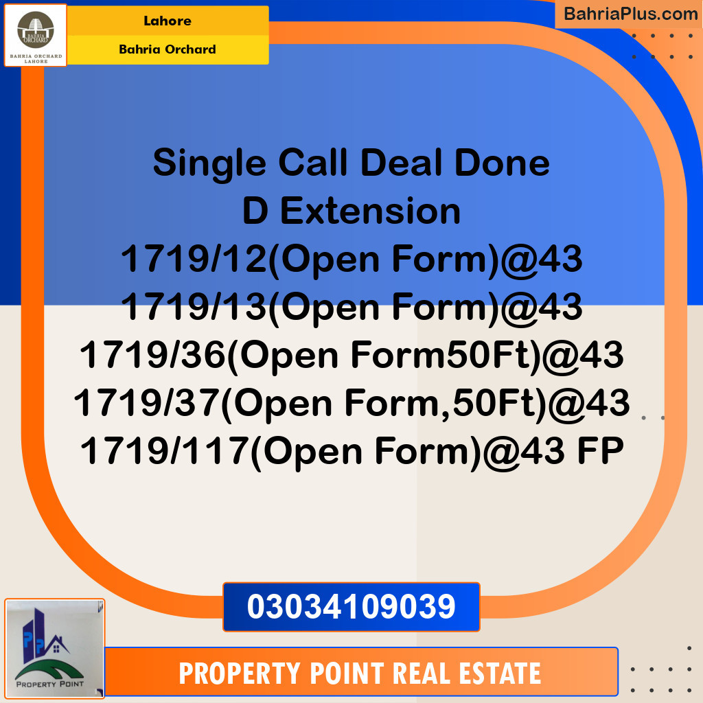 Residential Plot for Sale in Phase 2 - D Block - Bahria Orchard, Lahore - (BP-163814)