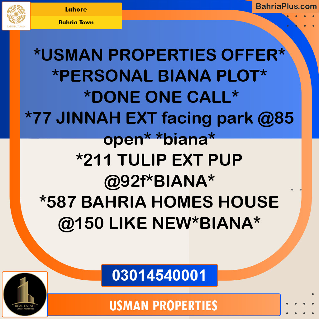 Residential Plot for Sale in Sector E - Jinnah Ext. Block -  Bahria Town, Lahore - (BP-163817)
