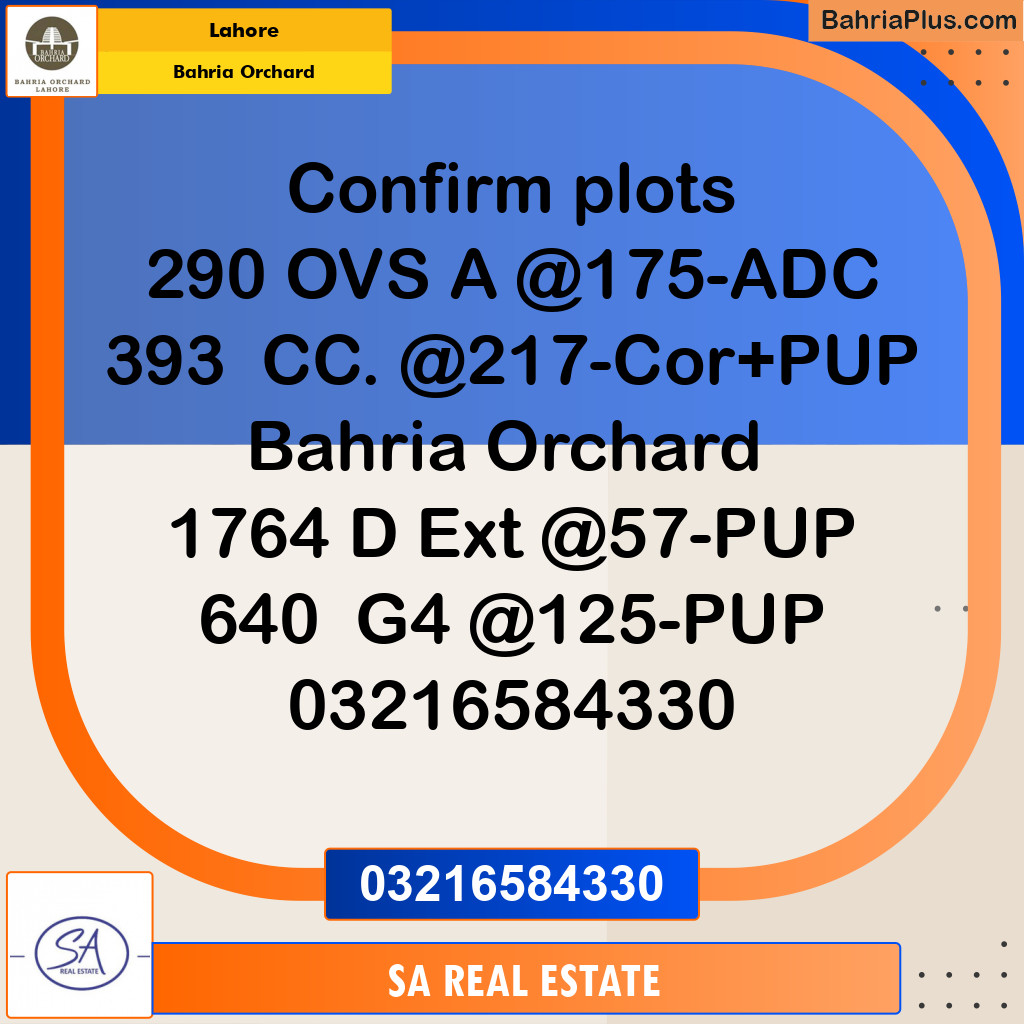 Residential Plot for Sale in Phase 4 - G4 Block -  Bahria Orchard, Lahore - (BP-163820)