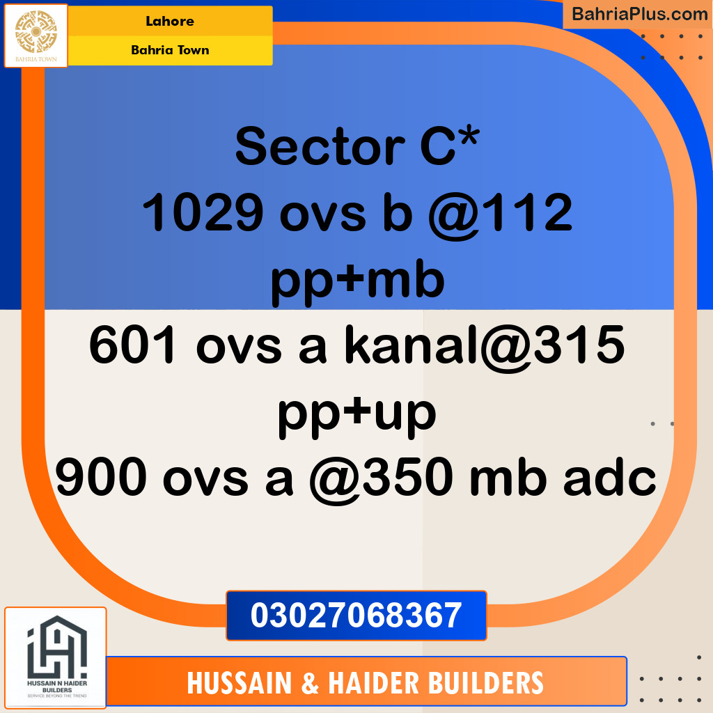 Residential Plot for Sale in Overseas B -  Bahria Town, Lahore - (BP-163825)