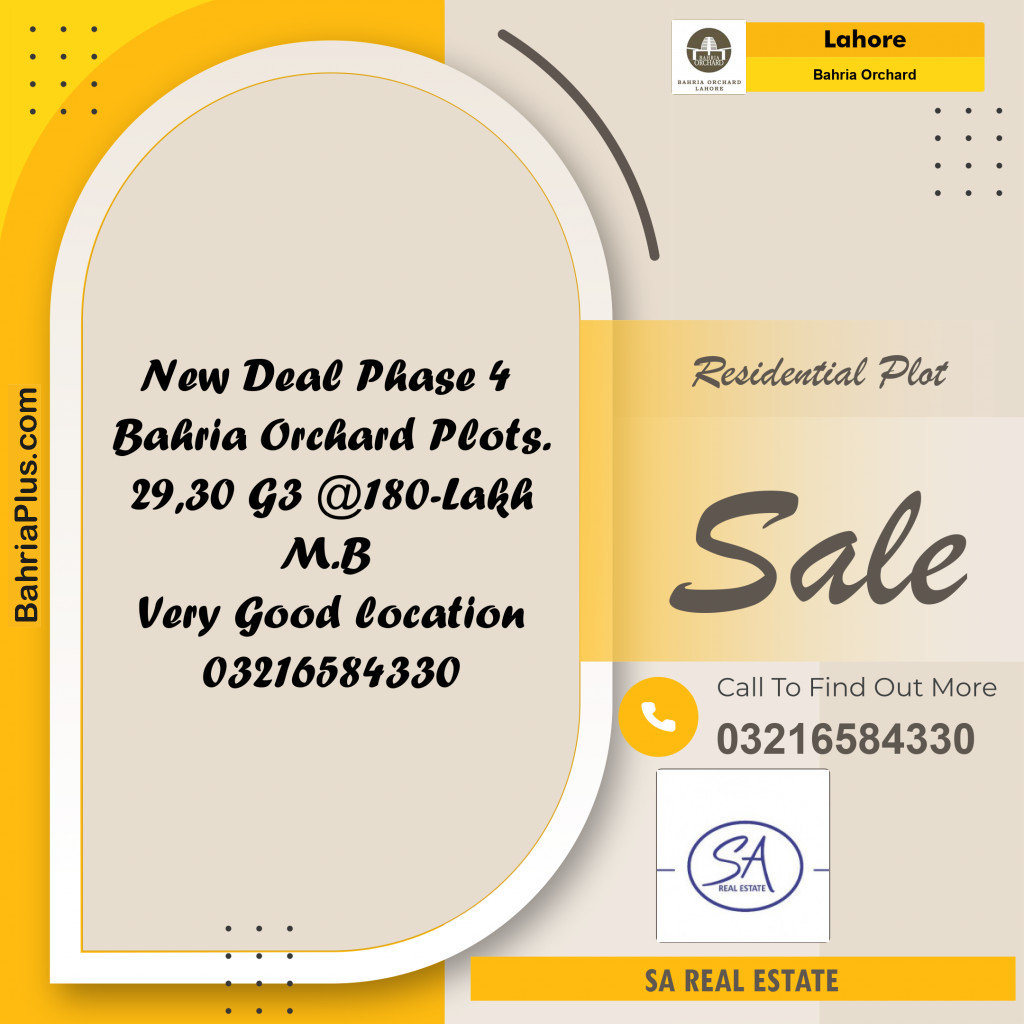 Residential Plot for Sale in Phase 4 - G3 Block -  Bahria Orchard, Lahore - (BP-163838)