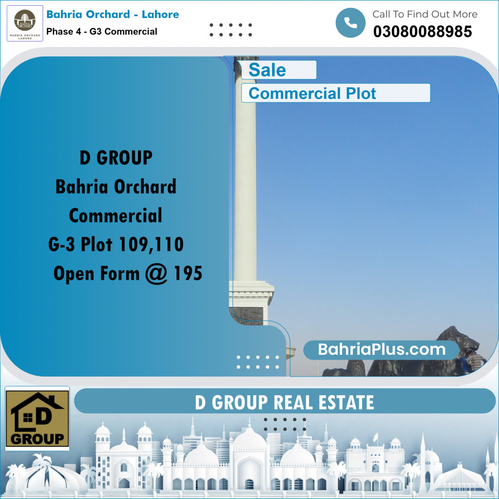 Commercial Plot for Sale in Phase 4 - G3 Commercial -  Bahria Orchard, Lahore - (BP-163844)