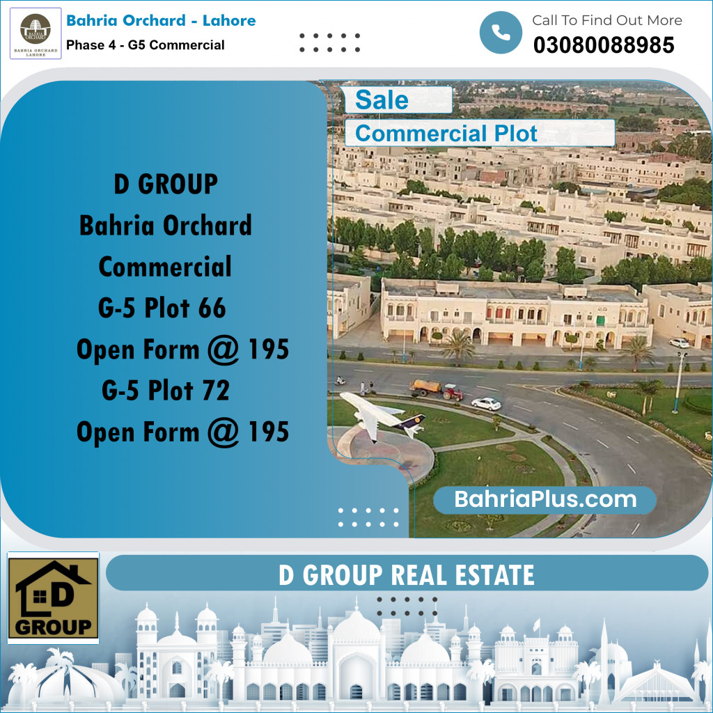 Commercial Plot for Sale in Phase 4 - G5 Commercial -  Bahria Orchard, Lahore - (BP-163859)