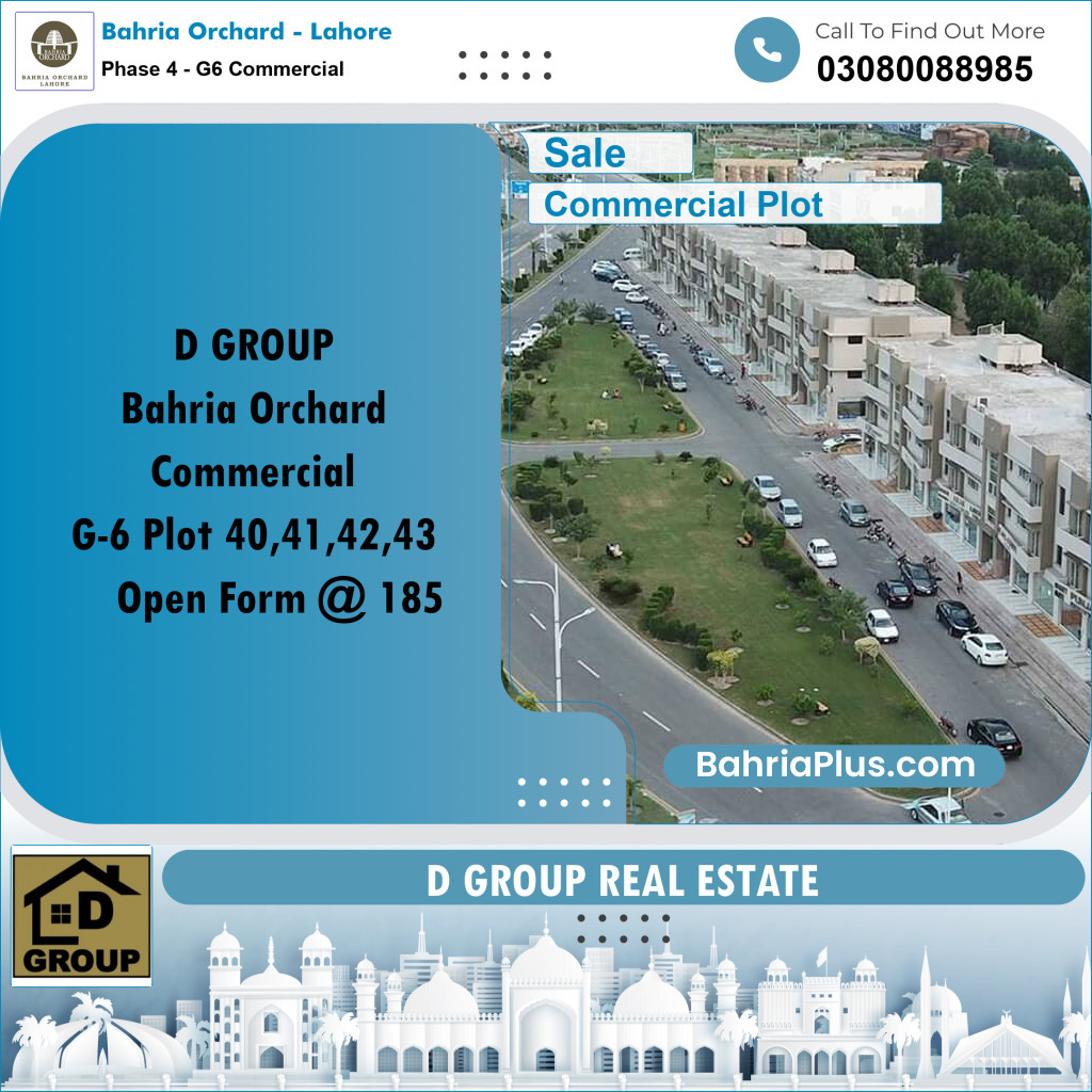 Commercial Plot for Sale in Phase 4 - G6 Commercial -  Bahria Orchard, Lahore - (BP-163863)
