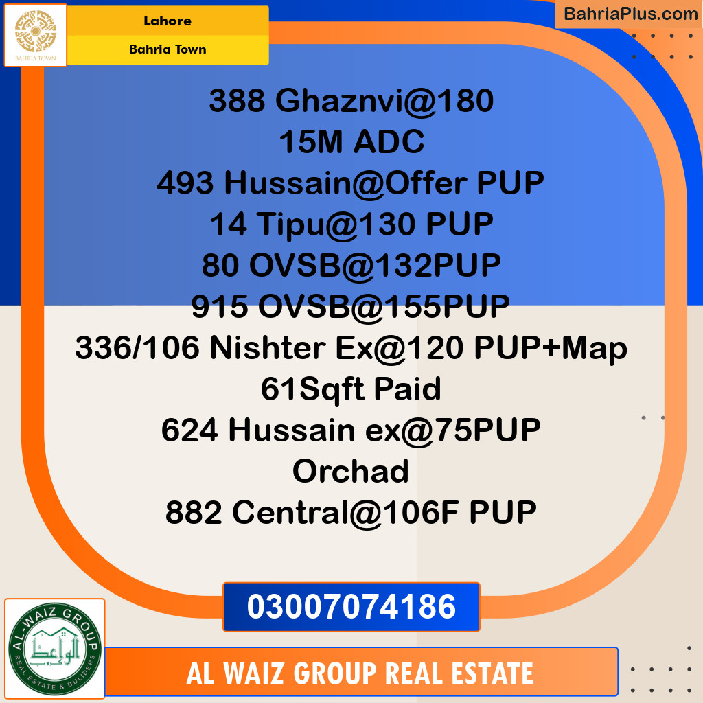 Residential Plot for Sale in Sector F - Ghaznavi Block -  Bahria Town, Lahore - (BP-163875)