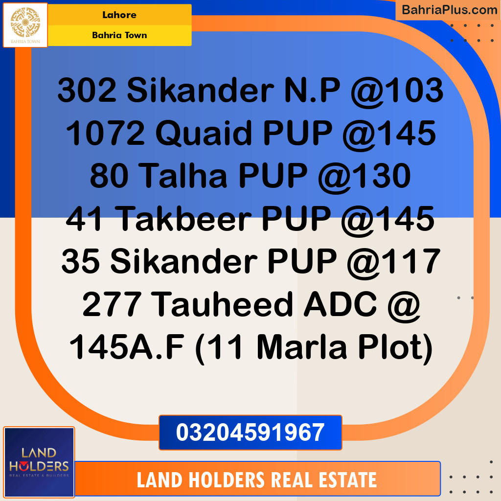 Residential Plot for Sale in Sector F - Sikander Block -  Bahria Town, Lahore - (BP-163898)