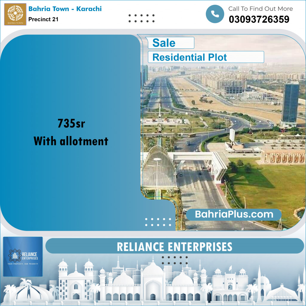 250 Sq. Yards Residential Plot for Sale in Precinct 21 -  Bahria Town, Karachi - (BP-163937)