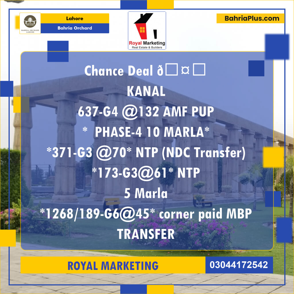 Residential Plot for Sale in Phase 4 - G4 Block -  Bahria Orchard, Lahore - (BP-163971)