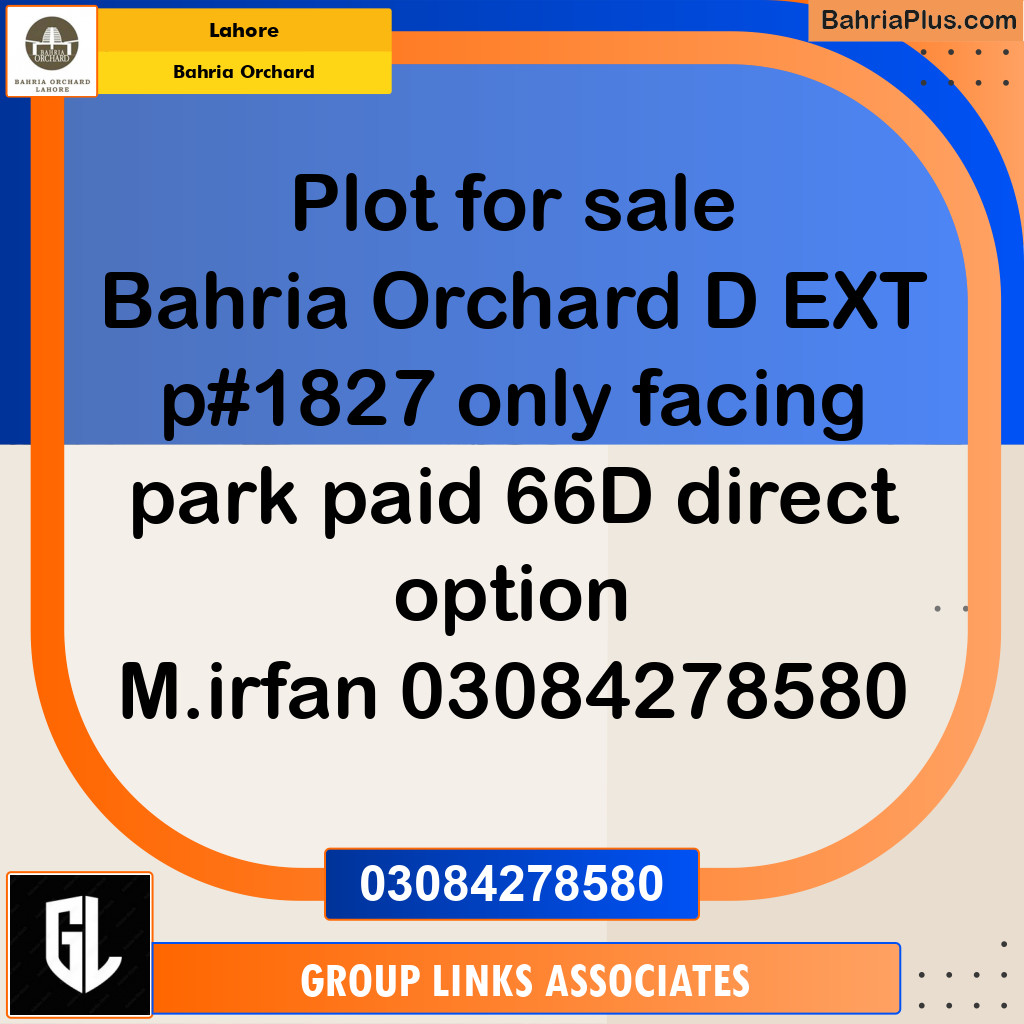 Residential Plot for Sale in Phase 2 - D Block Commercial -  Bahria Orchard, Lahore - (BP-163978)