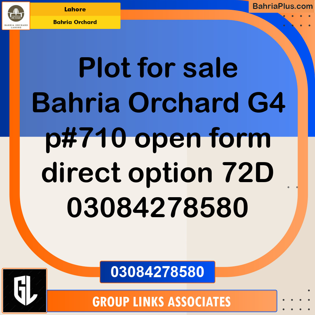 Residential Plot for Sale in Phase 4 - G4 Block -  Bahria Orchard, Lahore - (BP-163982)