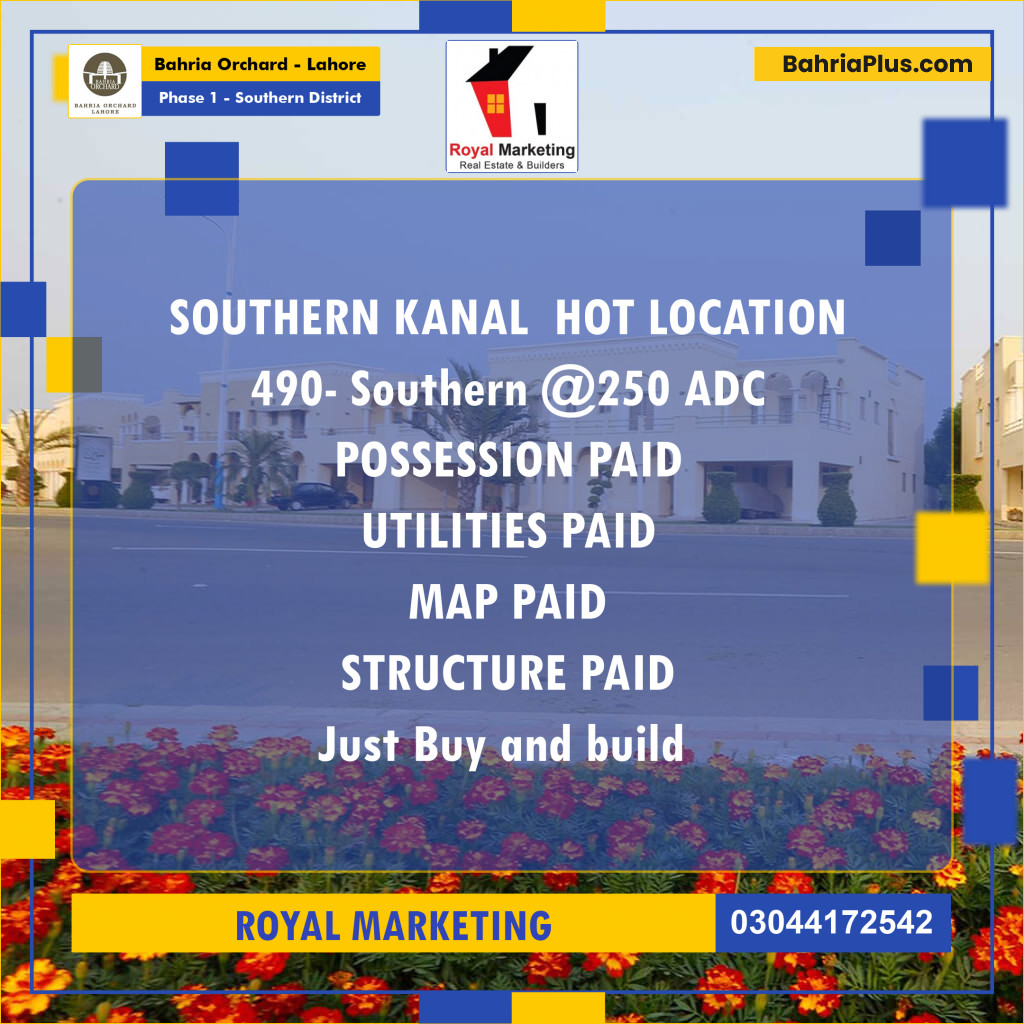 Residential Plot for Sale in Phase 1 - Southern District -  Bahria Orchard, Lahore - (BP-163989)