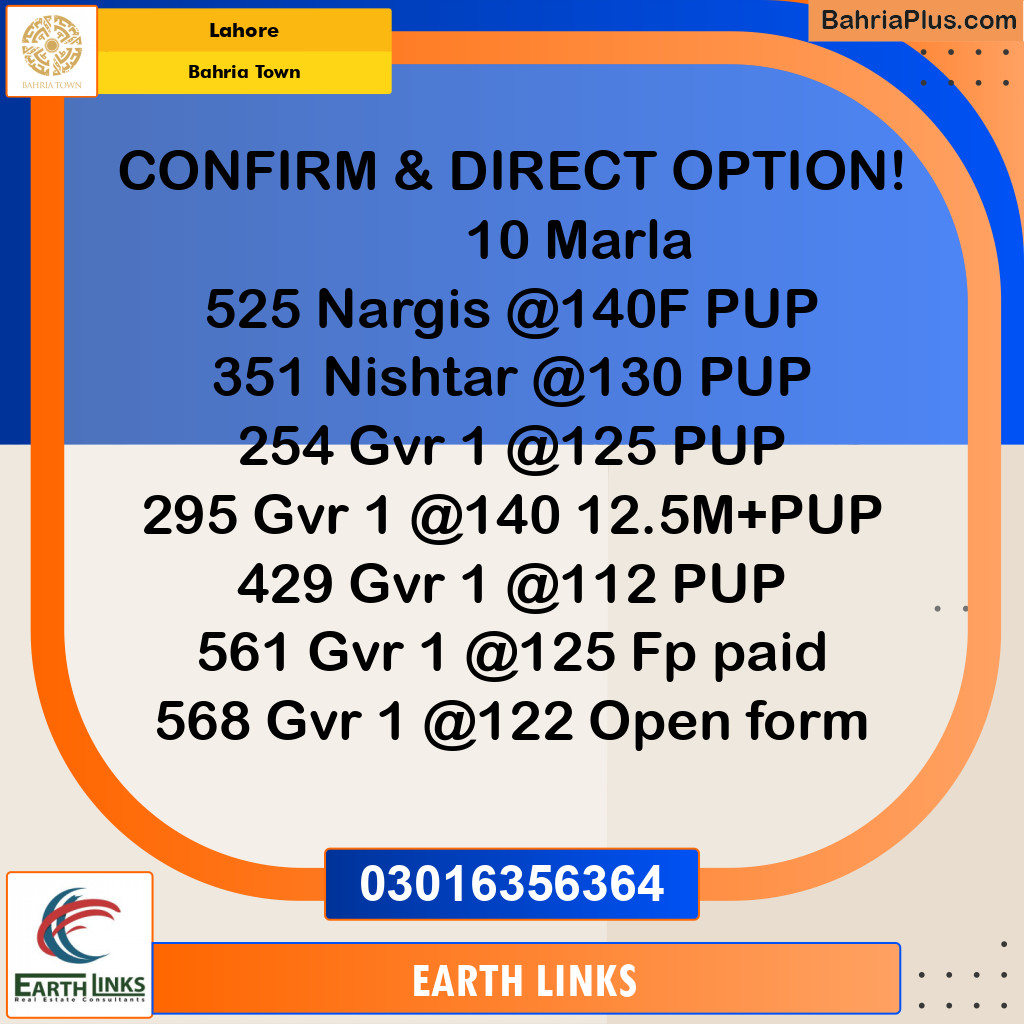 Residential Plot for Sale in Sector C - Nargis/Hussain Block -  Bahria Town, Lahore - (BP-164028)