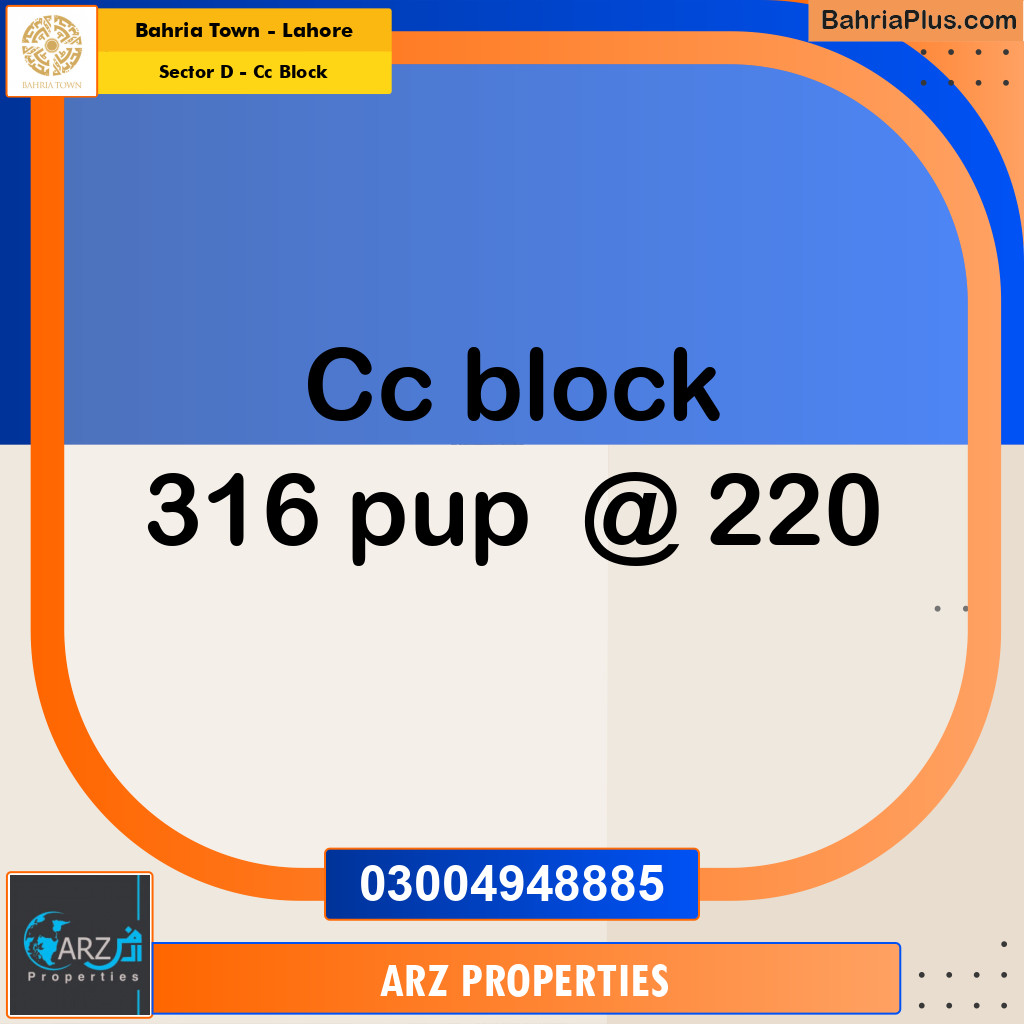 Residential Plot for Sale in Sector D - CC Block -  Bahria Town, Lahore - (BP-164102)