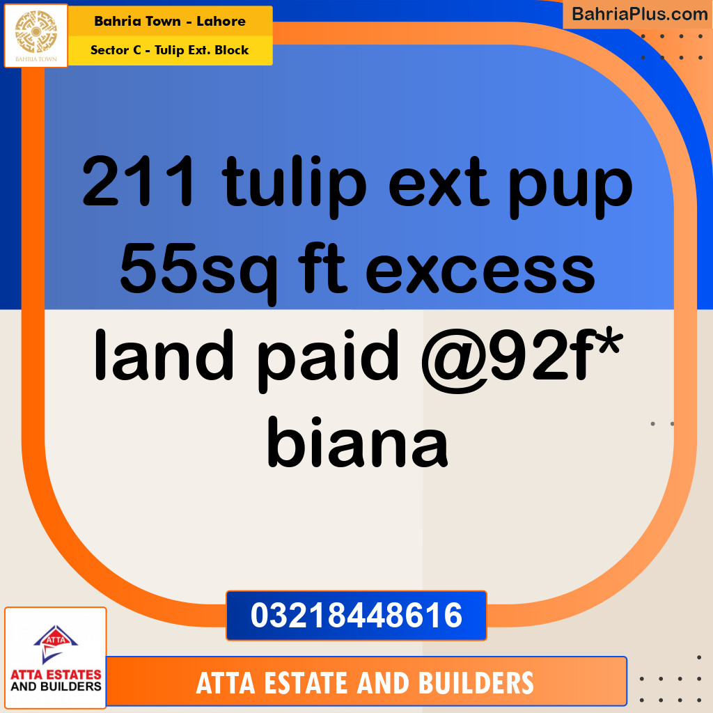 Residential Plot for Sale in Sector C - Tulip Ext. Block -  Bahria Town, Lahore - (BP-164121)