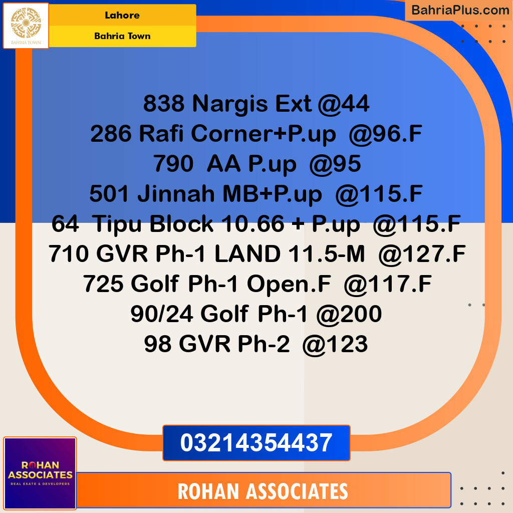 Residential Plot for Sale in Sector C - Nargis/Hussain Ext. -  Bahria Town, Lahore - (BP-164136)