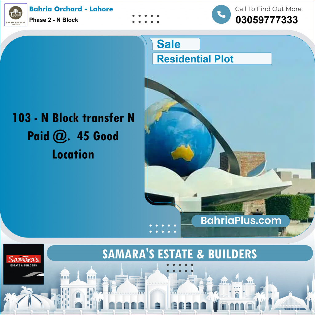 Residential Plot for Sale in Phase 2 - N Block -  Bahria Orchard, Lahore - (BP-164151)