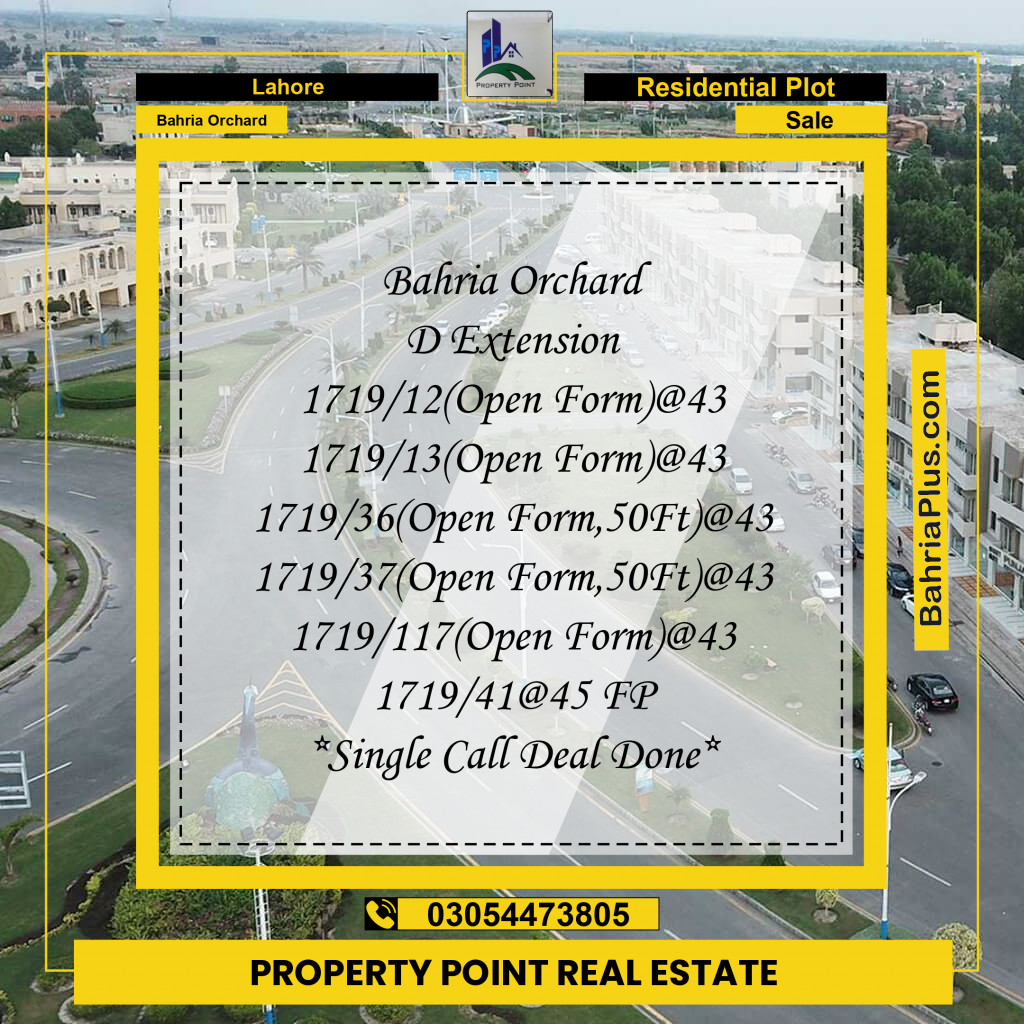 Residential Plot for Sale in Phase 2 - D Block -  Bahria Orchard, Lahore - (BP-164162)