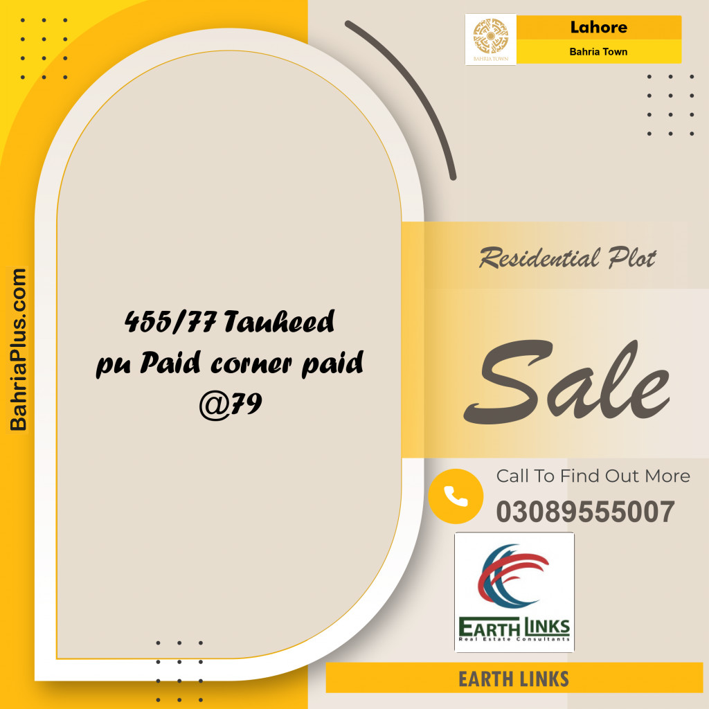 Residential Plot for Sale in Sector F - Tauheed Block -  Bahria Town, Lahore - (BP-164211)