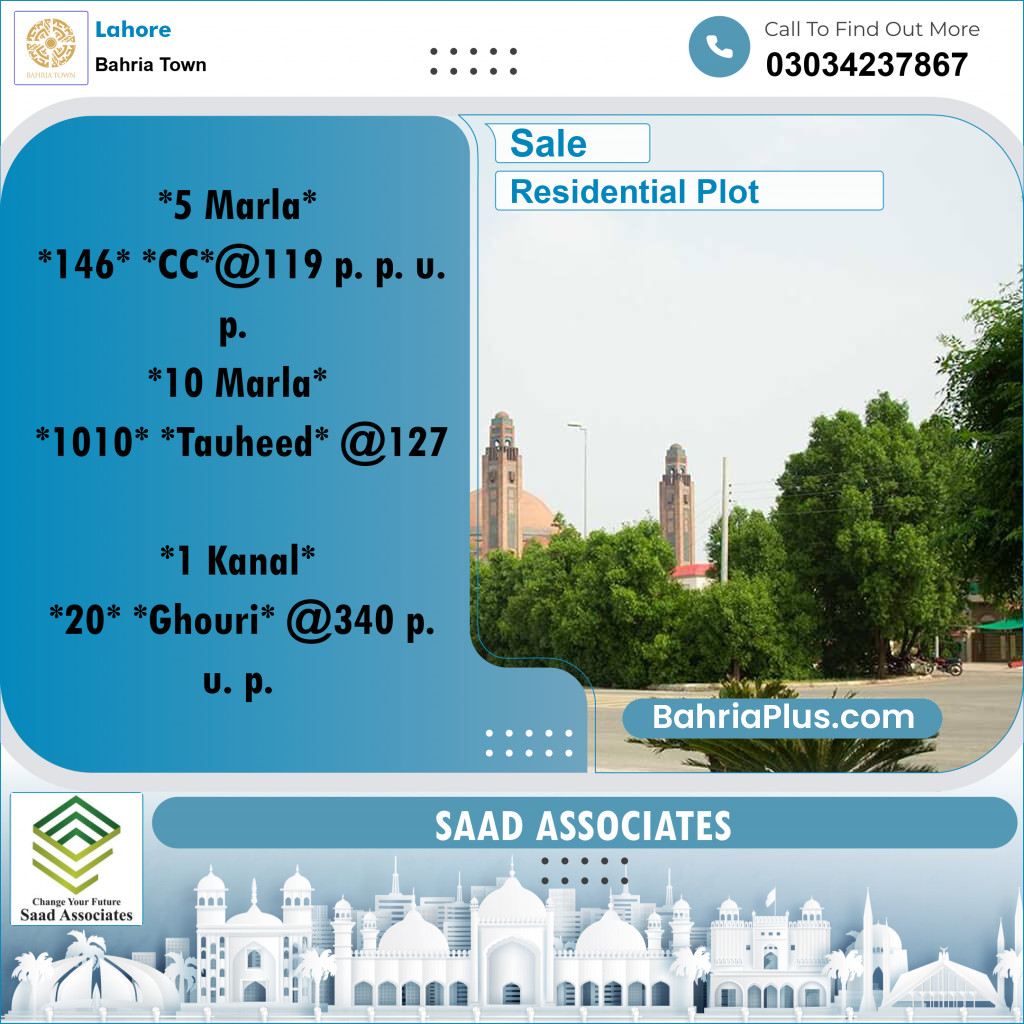 Residential Plot for Sale in Sector D - CC Block -  Bahria Town, Lahore - (BP-164218)