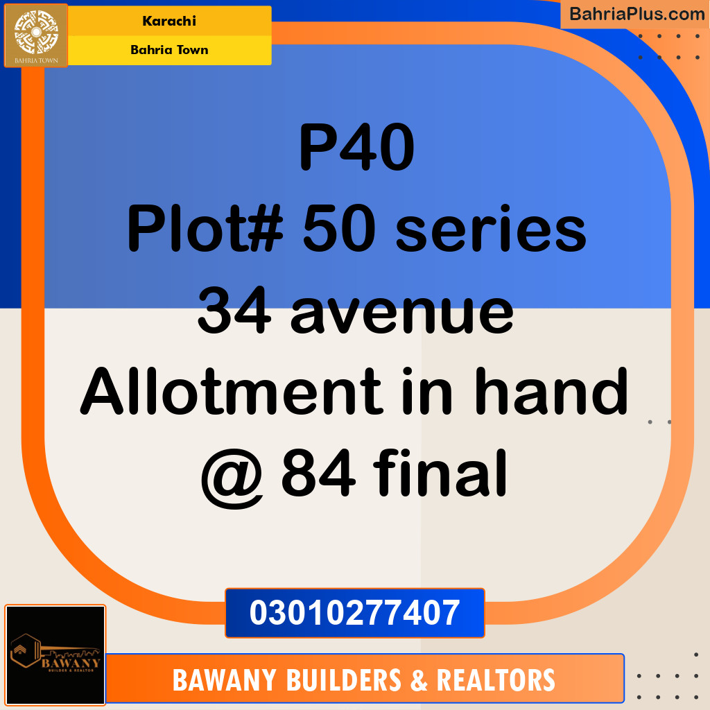 Residential Plot for Sale in Precinct 40 -  Bahria Town, Karachi - (BP-164242)