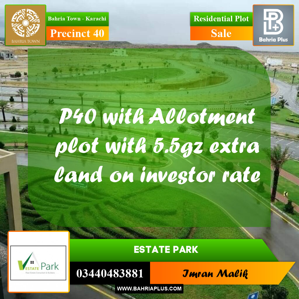 Residential Plot for Sale in Precinct 40 -  Bahria Town, Karachi - (BP-164317)