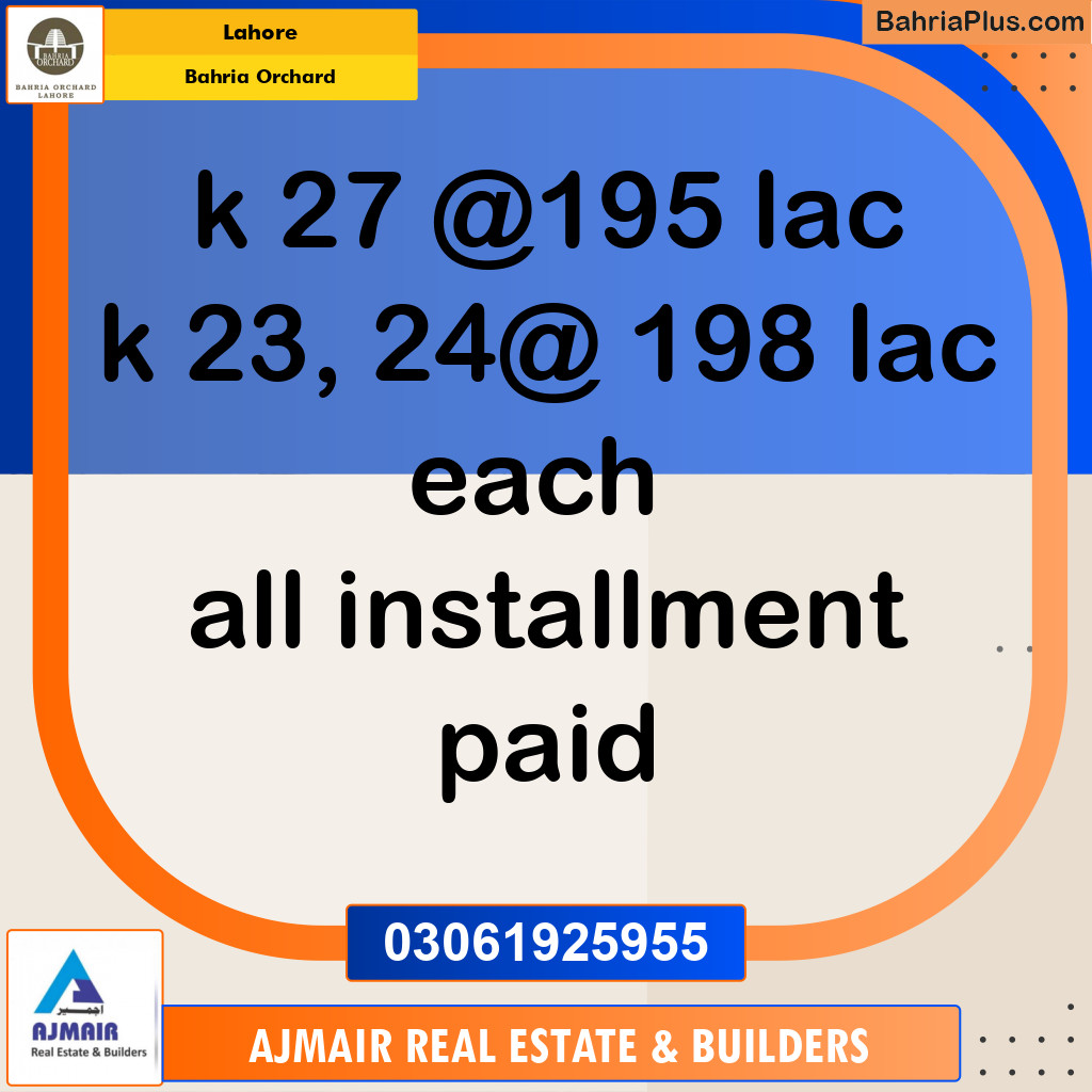 Commercial Plot for Sale in Phase 2 - K Block -  Bahria Orchard, Lahore - (BP-164322)
