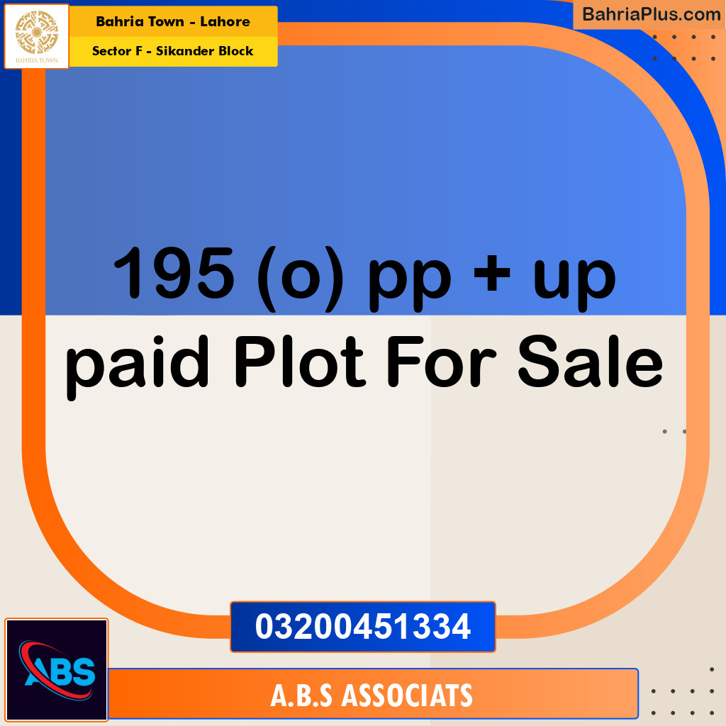 Residential Plot for Sale in Sector F - Sikander Block -  Bahria Town, Lahore - (BP-164356)