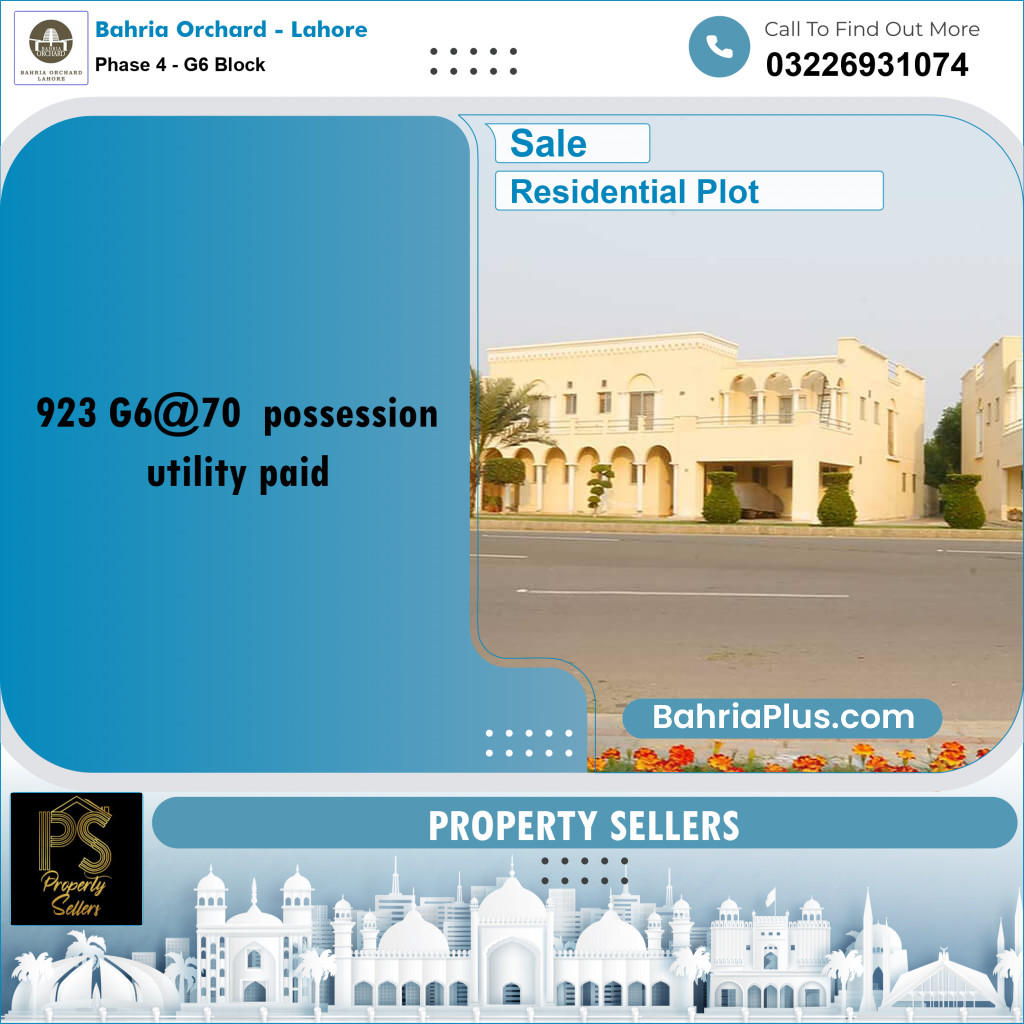 Residential Plot for Sale in Phase 4 - G6 Block -  Bahria Orchard, Lahore - (BP-164363)